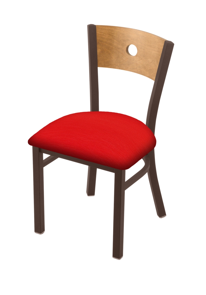 63018BZMedMplB011 18 in. 630 Voltaire Chair with Bronze Finish, Medium Back & Canter Red Seat