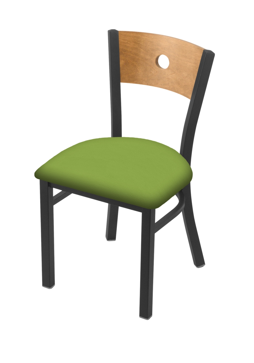 63018PWMedMplB009 18 in. 630 Voltaire Chair with Pewter Finish, Medium Back & Canter Kiwi Green Seat