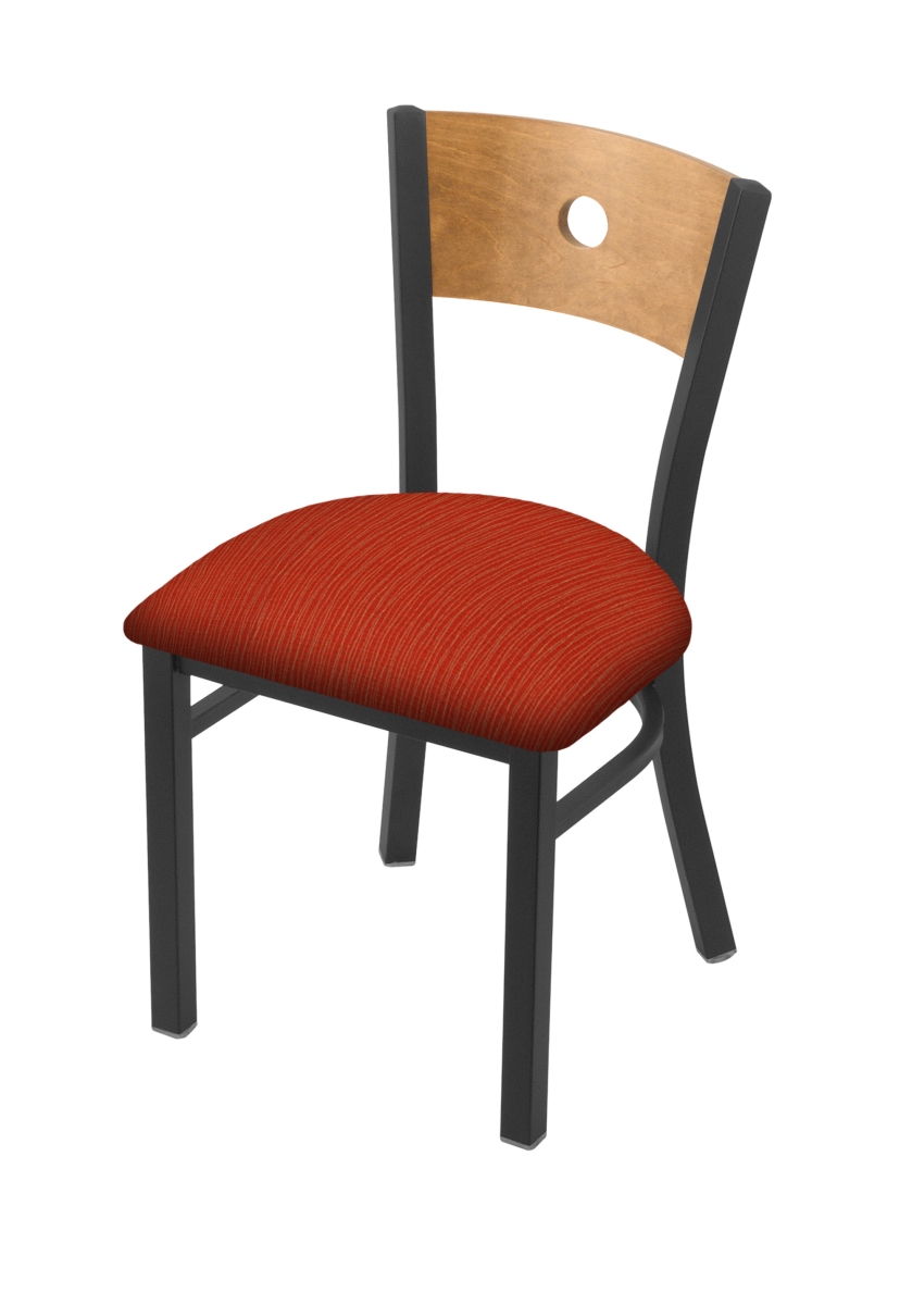 63018PWMedMplB021 18 in. 630 Voltaire Chair with Pewter Finish, Medium Back & Graph Poppy Seat