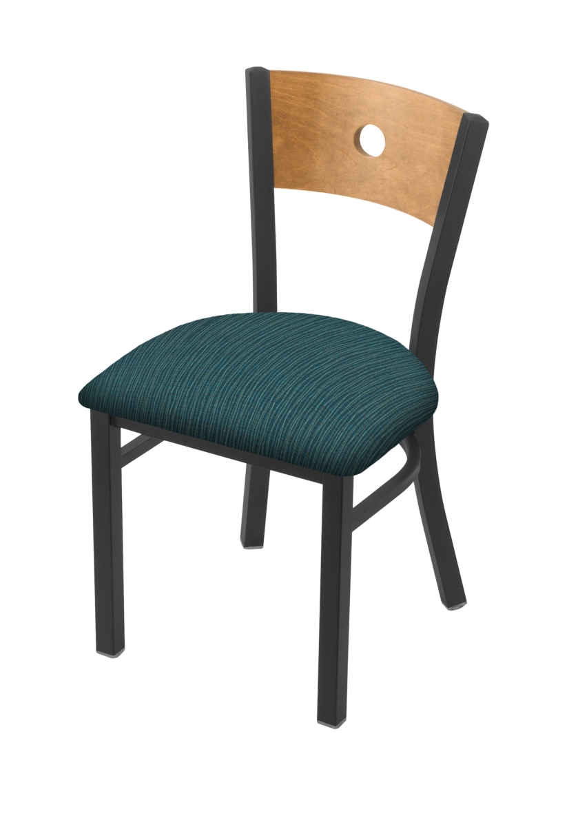 63018PWMedMplB022 18 in. 630 Voltaire Chair with Pewter Finish, Medium Back & Graph Tidal Seat