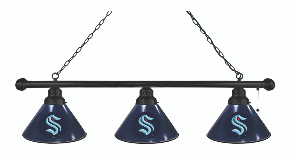 BL3CHSeaKrk 54 in. Seattle Kraken 3 Shade Billiard Light, Chrome