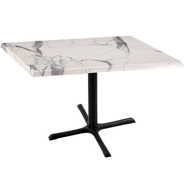 OD211-3030BWOD36SQWM 30 in. Tall OD211 Indoor & Outdoor All-Season Table with 36 x 36 in. Square White Marble Top