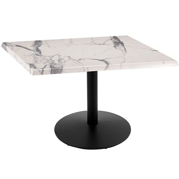 30 in. Tall OD214 Indoor & Outdoor All-Season Table with 36 x 36 in. Square White Marble Top