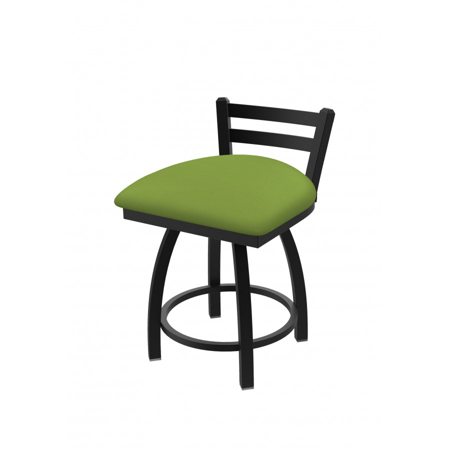 41118BW009 18 in. 411 Jackie Low Back Swivel Vanity Stool with Black Wrinkle & Canter Kiwi Green Seat