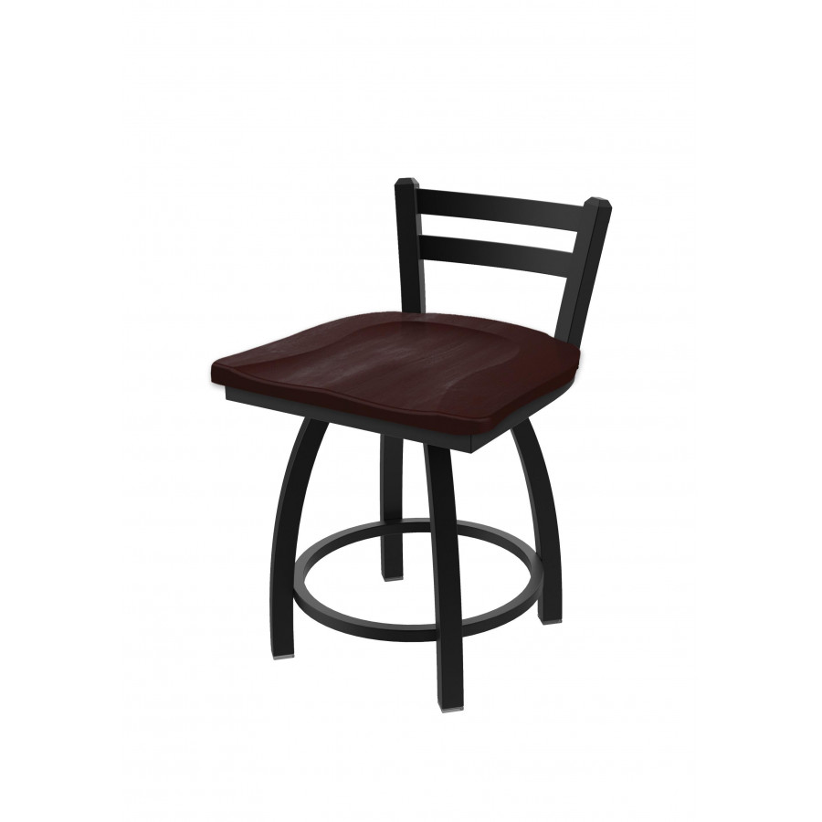 41118BWDCMpl 18 in. 411 Jackie Low Back Swivel Vanity Stool with Black Wrinkle & Dark Cherry Maple Seat