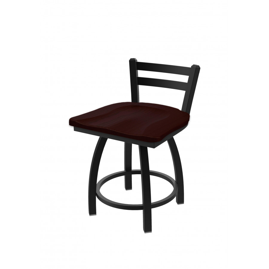 41118BWDCOak 18 in. 411 Jackie Low Back Swivel Vanity Stool with Black Wrinkle & Dark Cherry Oak Seat