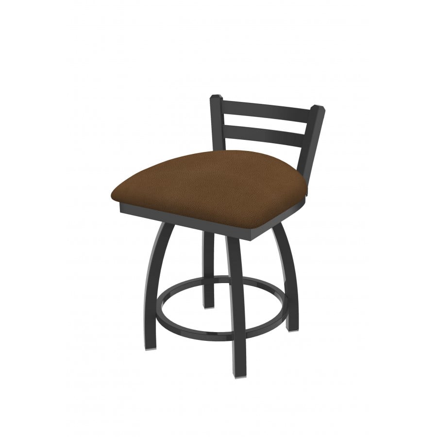41118PW026 18 in. 411 Jackie Low Back Swivel Vanity Stool with Pewter & Rein Thatch Seat