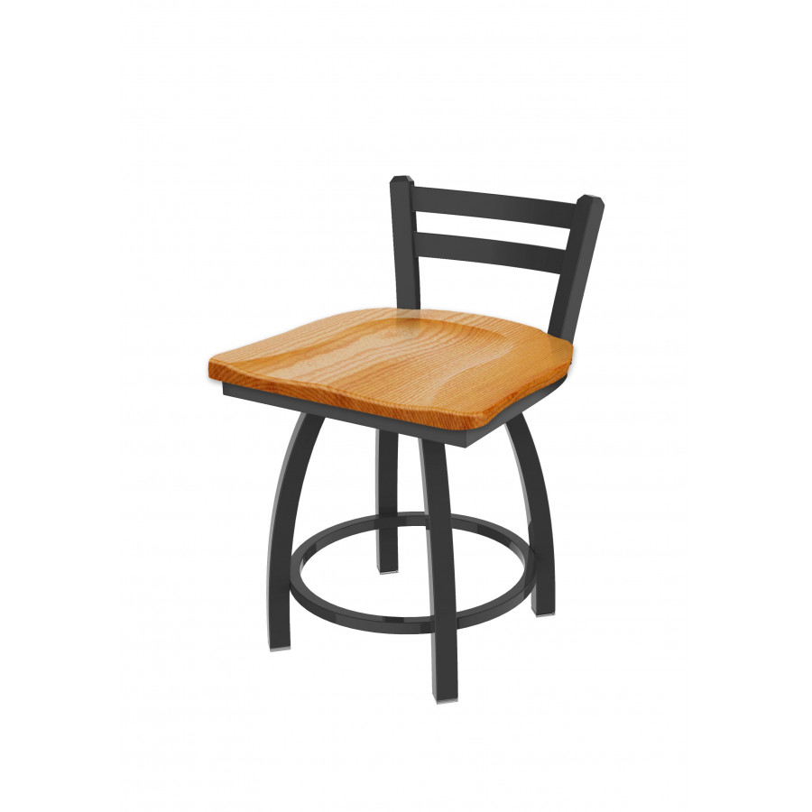 41118PWMedOak 18 in. 411 Jackie Low Back Swivel Vanity Stool with Pewter & Medium Oak Seat