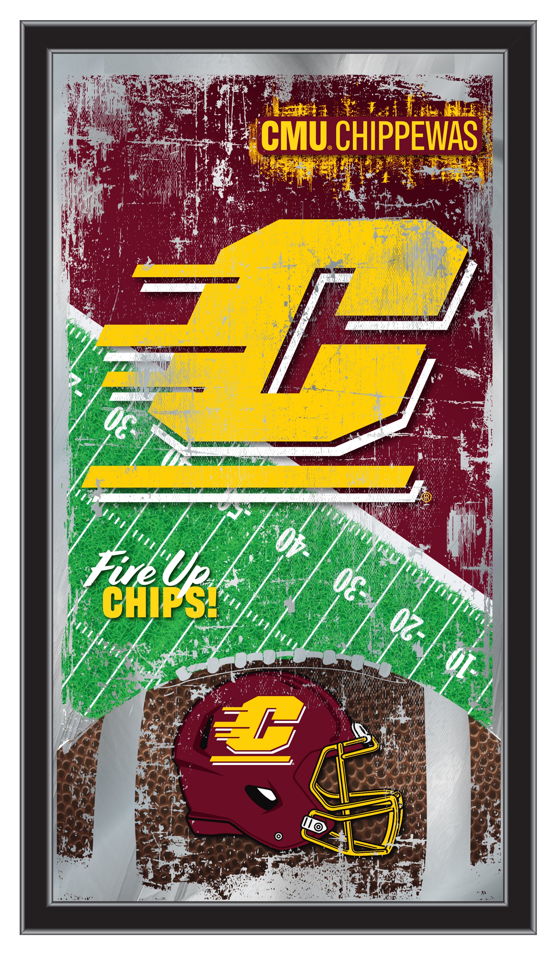 MFtblCenMic Central Michigan 15 x 26 in. Football Mirror
