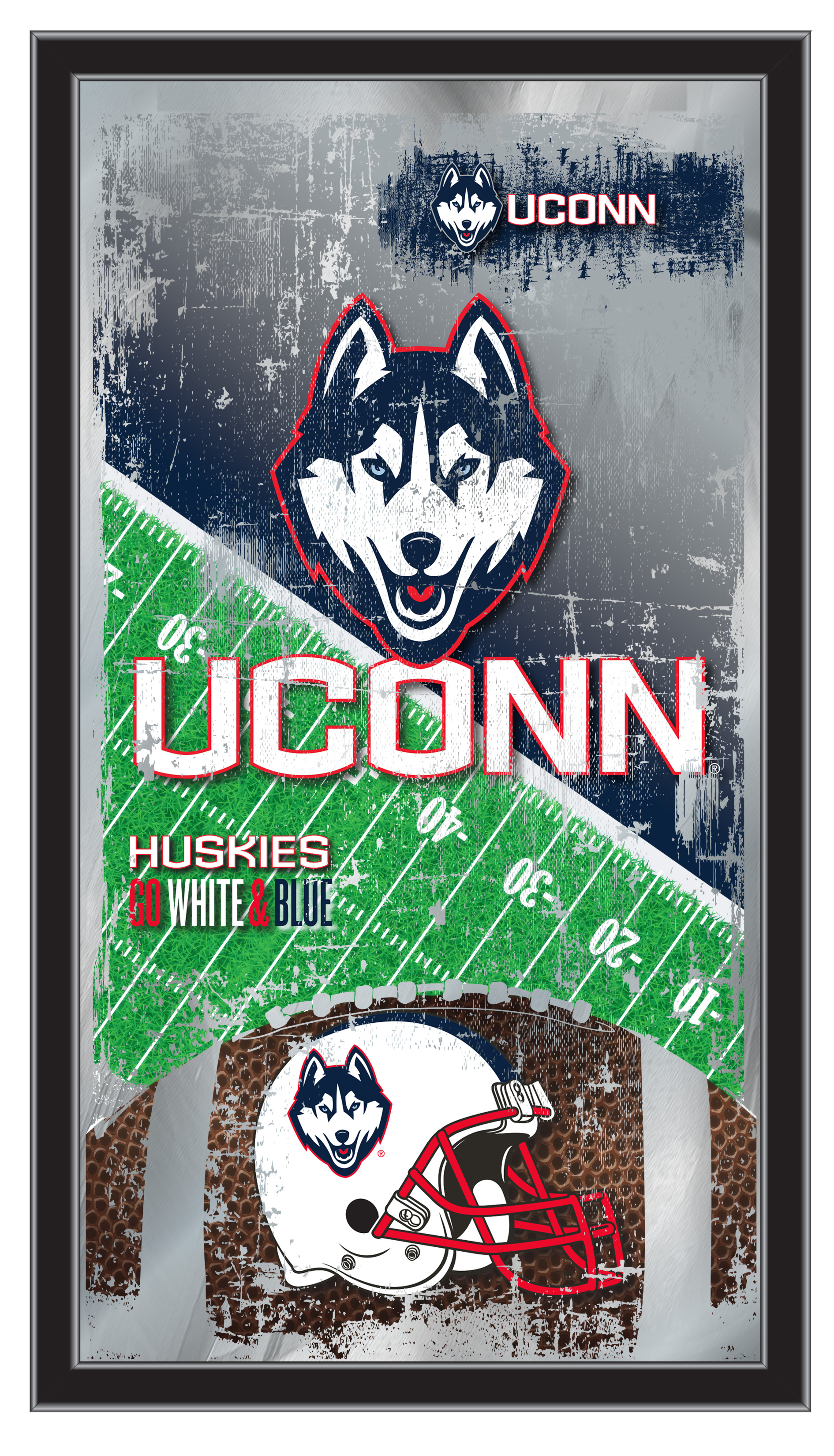 MFtblConnUn Connecticut 15 x 26 in. Football Mirror