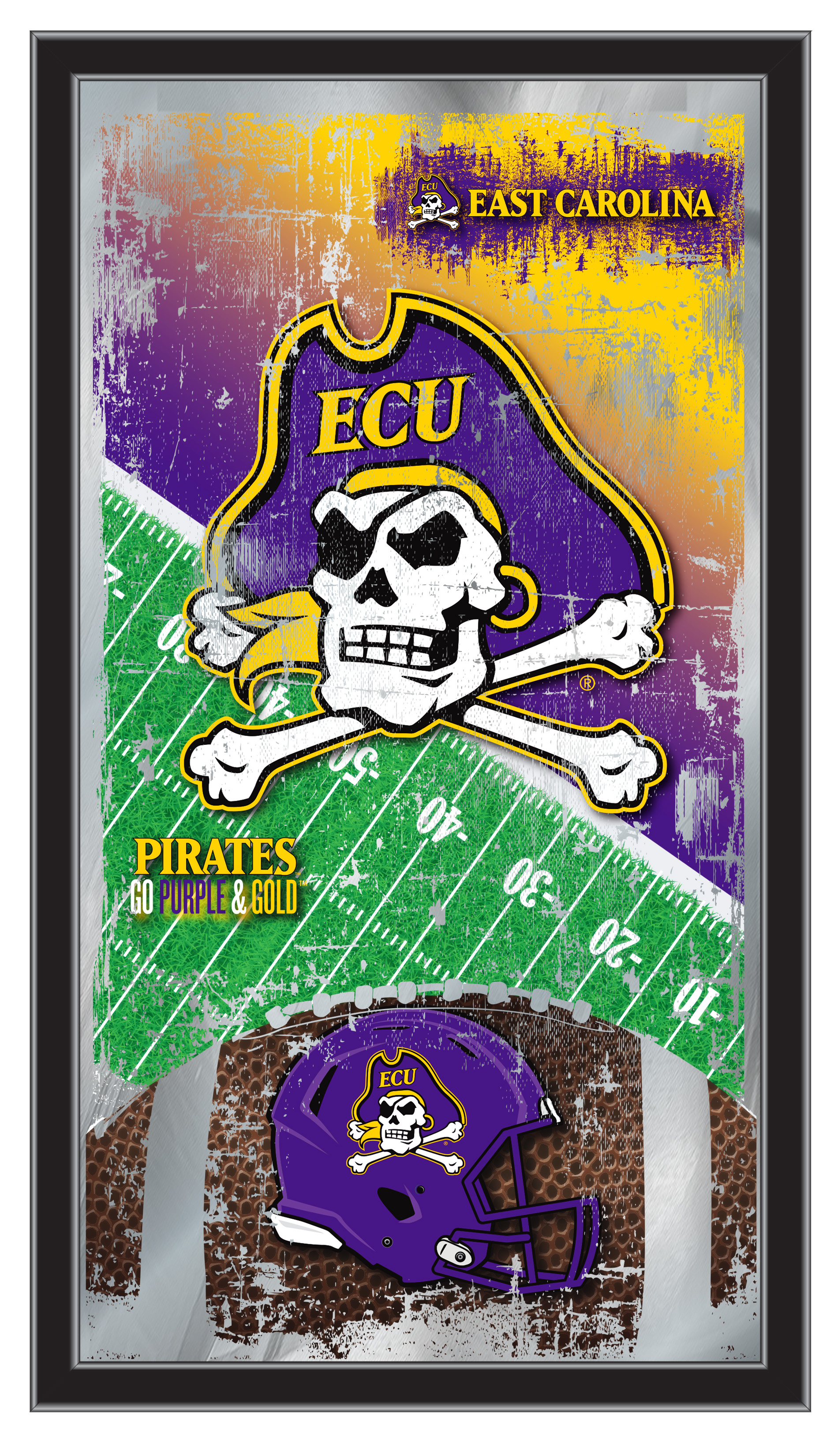 MFtblEcarol East Carolina 15 x 26 in. Football Mirror