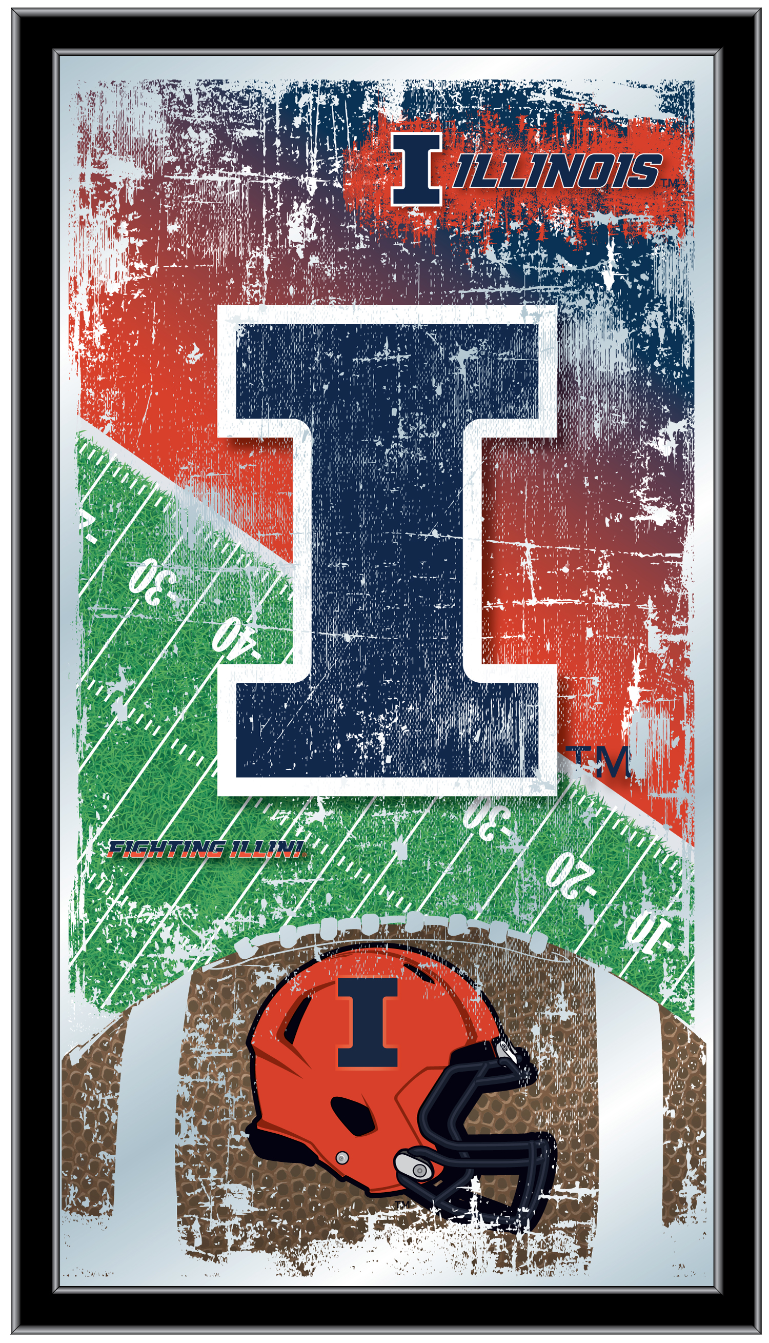 MFtblIlliniU Illinois 15 x 26 in. Football Mirror