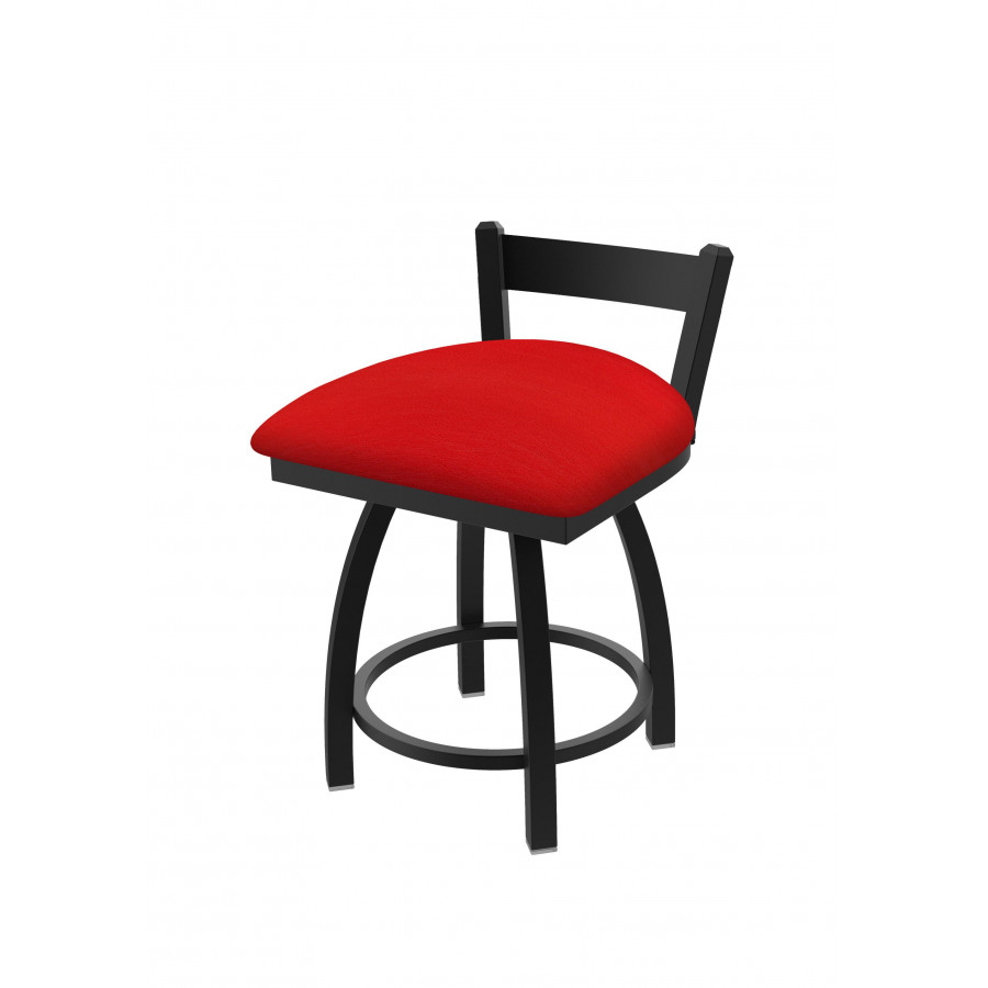82118BW011 18 in. 821 Catalina Low Back Swivel Vanity Stool with Black Wrinkle & Canter Red Seat