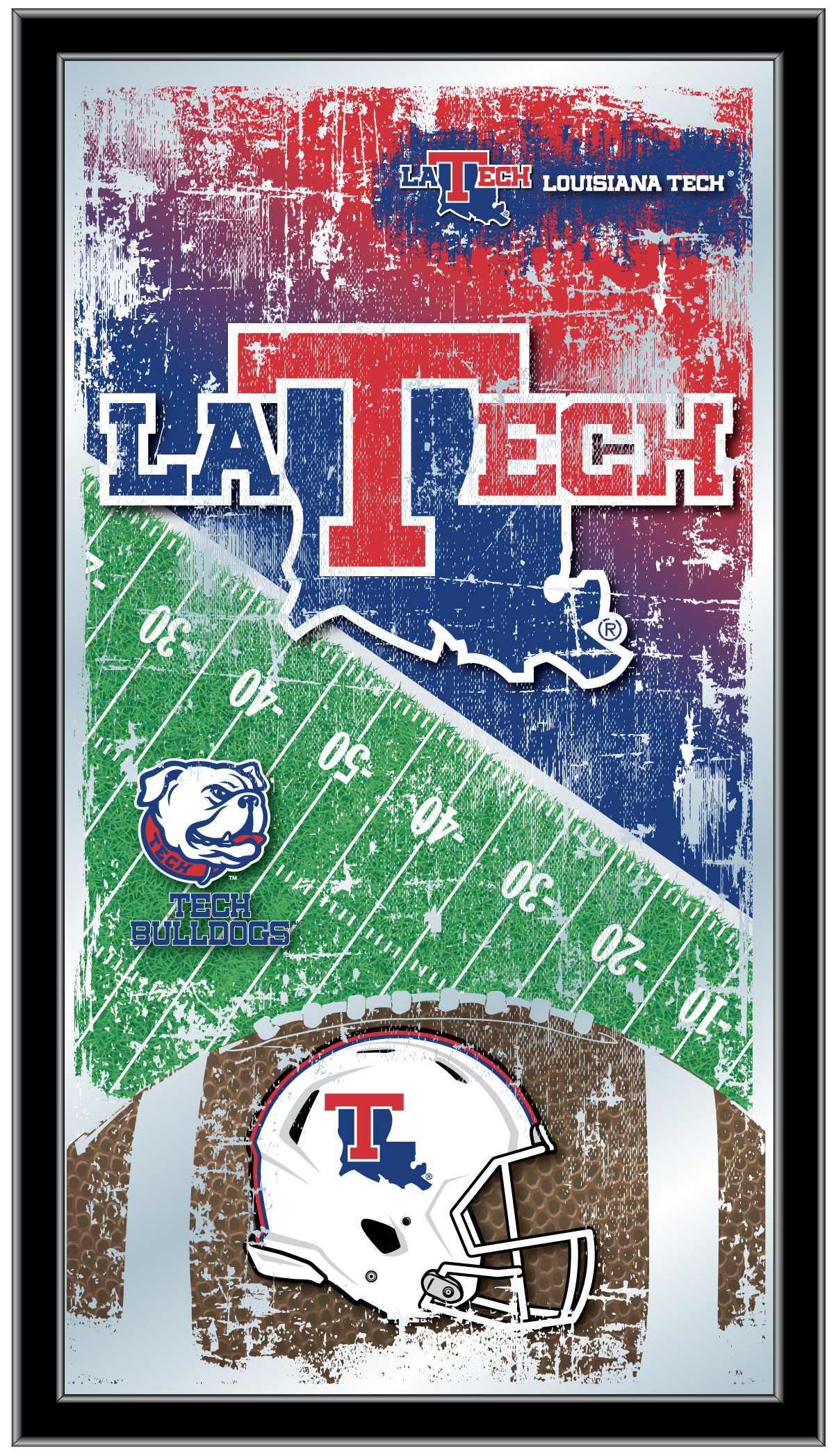 MFtblLaTech Louisiana Tech 15 x 26 in. Football Mirror