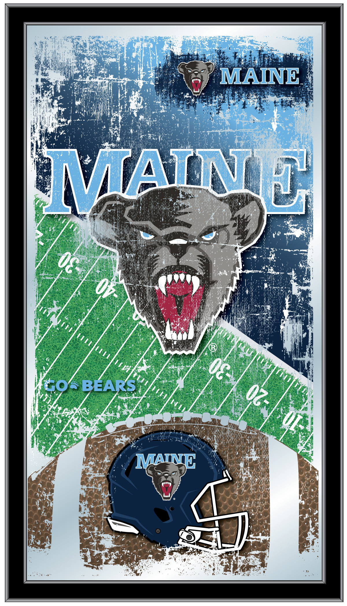 MFtblMaineU Maine 15 x 26 in. Football Mirror
