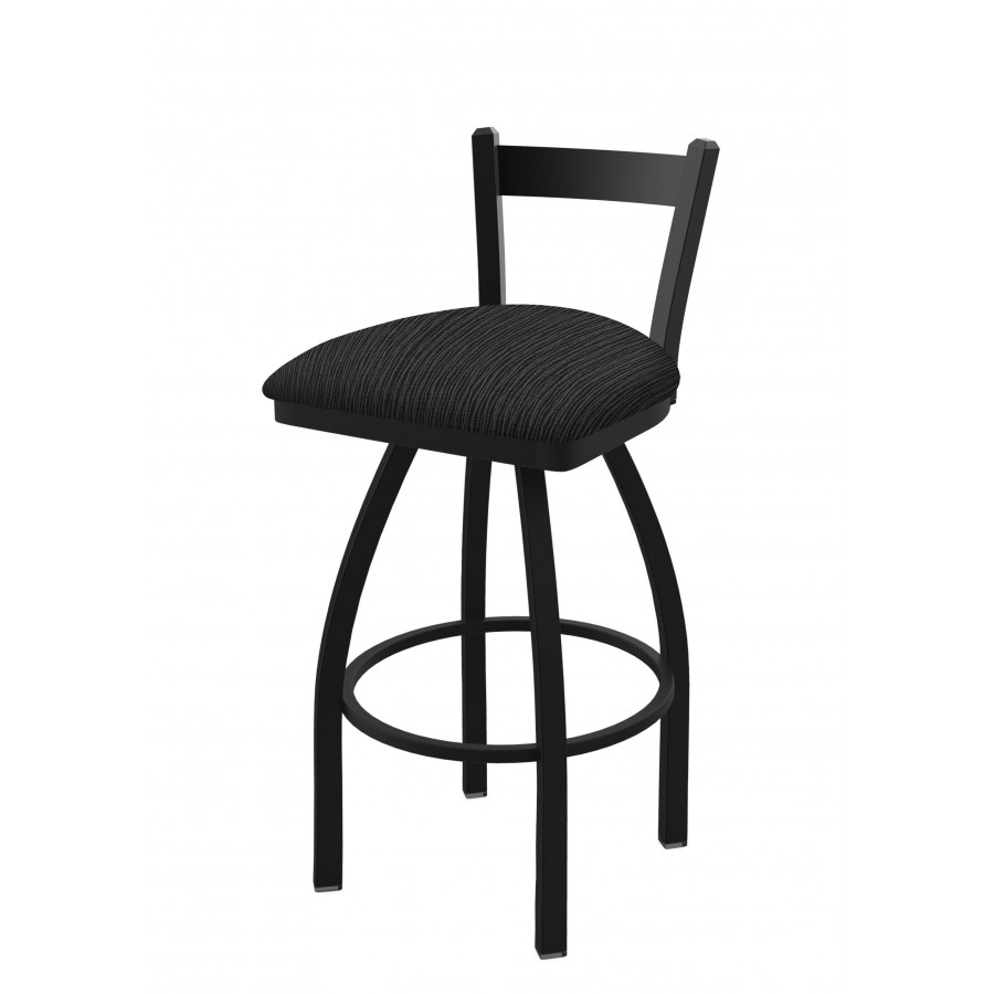 82130BW018 30 in. 821 Catalina Low Back Swivel Bar Stool with Black Wrinkle & Graph Coal Seat