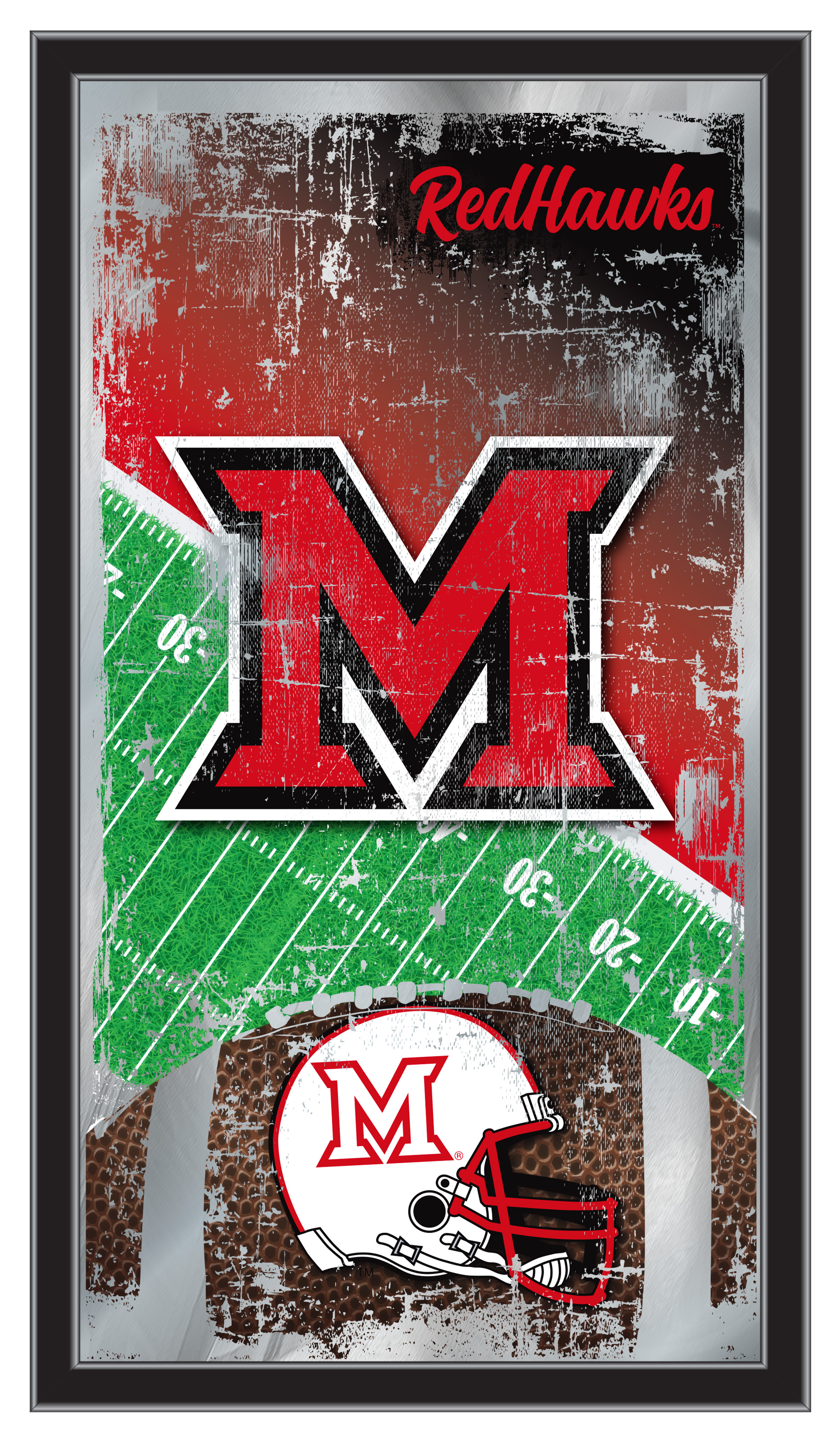 MFtblMia-OH Miami OH 15 x 26 in. Football Mirror