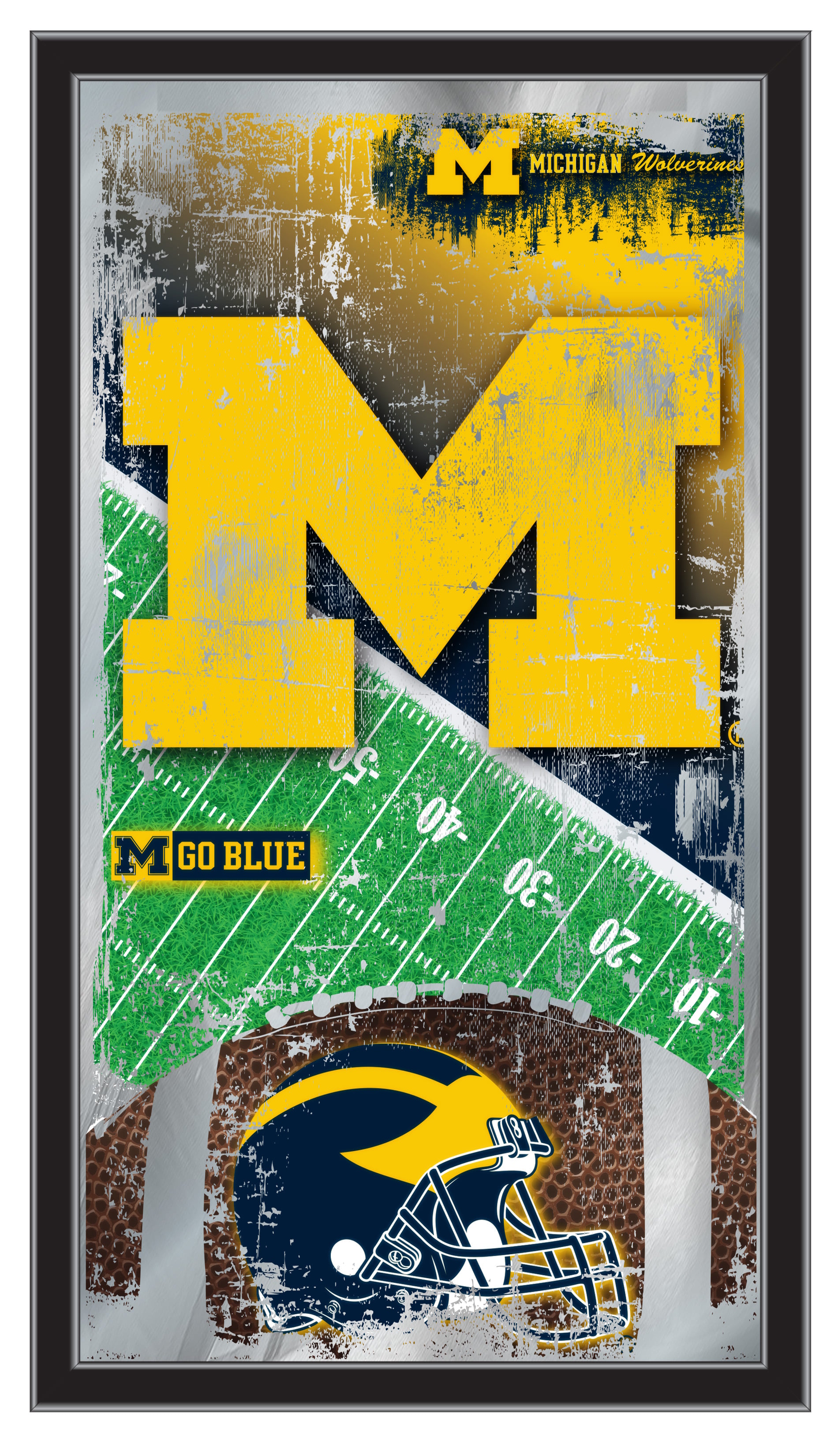 MFtblMichUn Michigan 15 x 26 in. Football Mirror