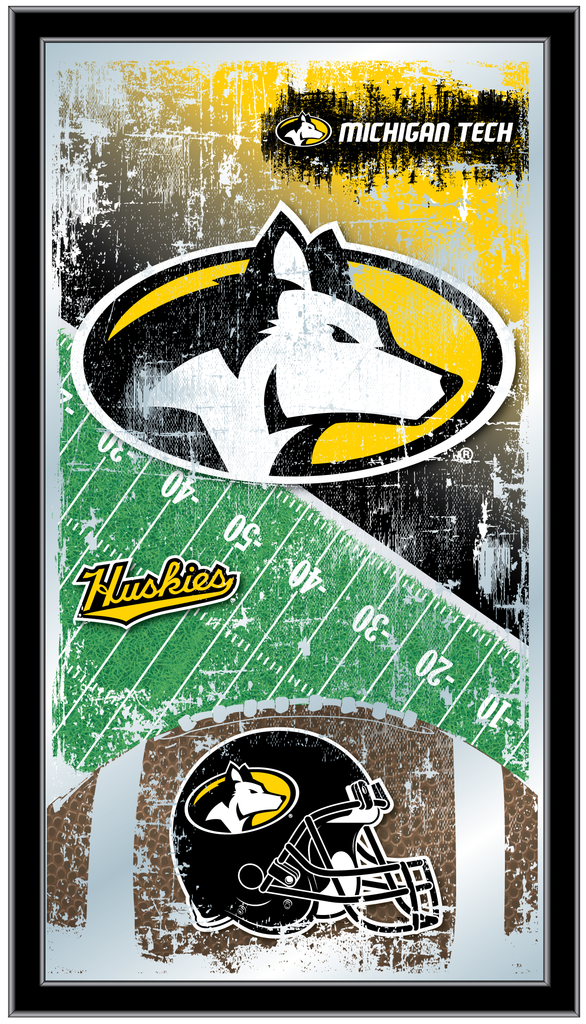 MFtblMITech Michigan Tech 15 x 26 in. Football Mirror