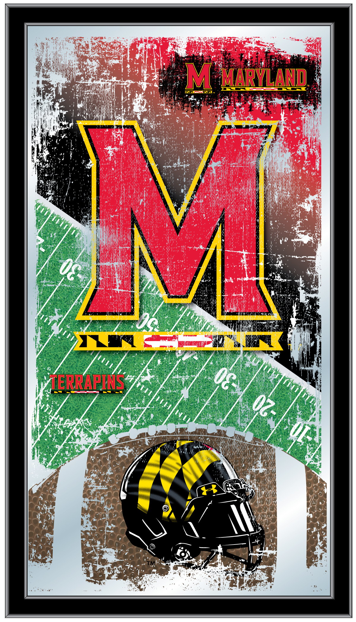 MFtblMrylnd Maryland 15 x 26 in. Football Mirror