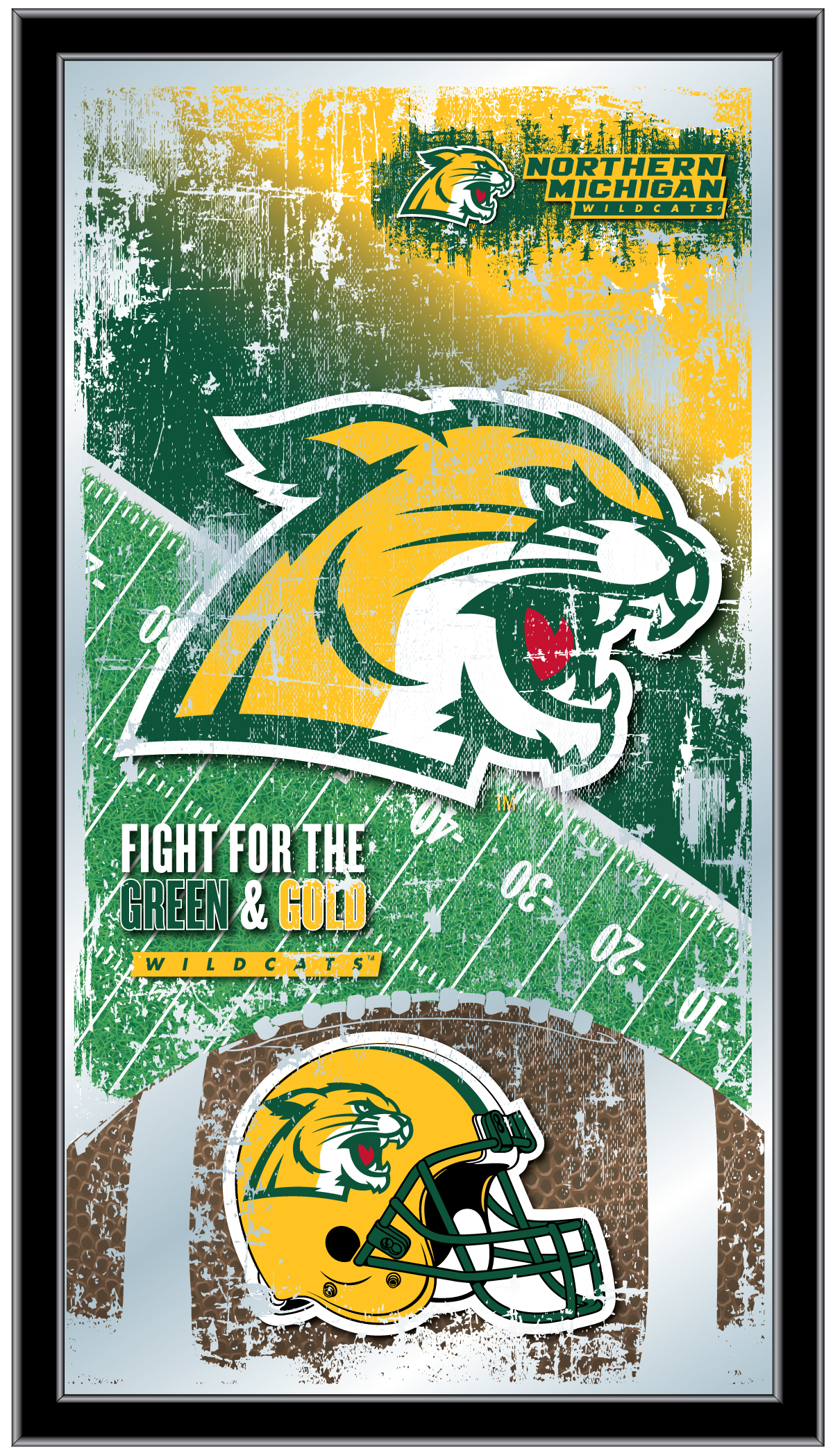 MFtblNorMic Northern Michigan 15 x 26 in. Football Mirror