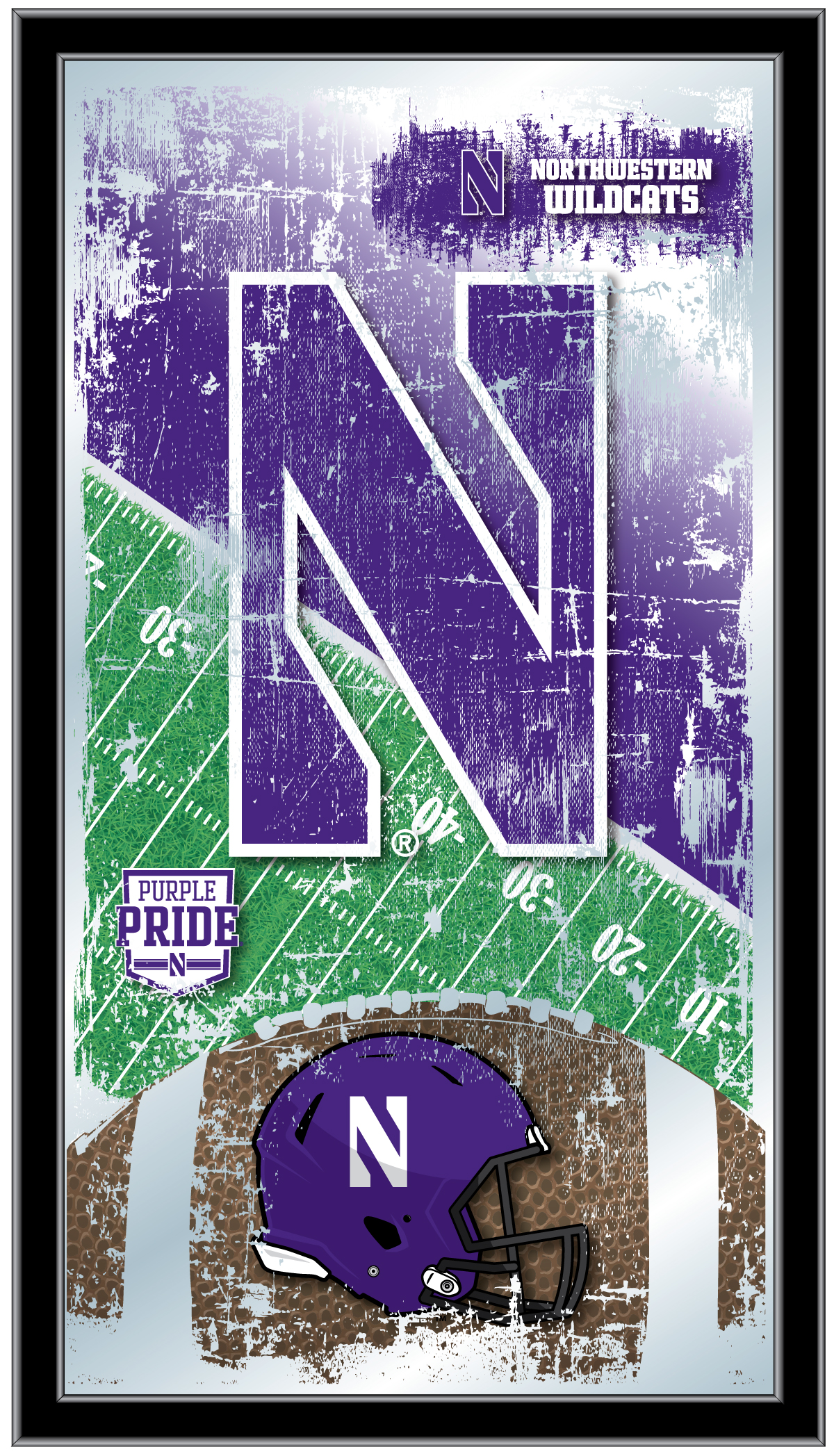 MFtblNthwst Northwestern 15 x 26 in. Football Mirror