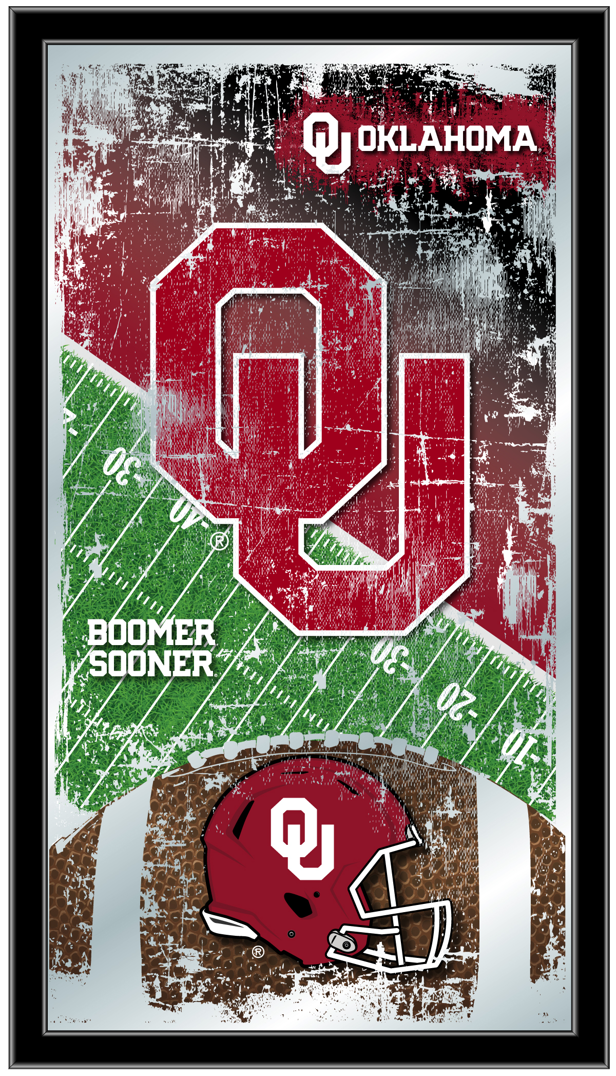 MFtblOklhma Oklahoma 15 x 26 in. Football Mirror