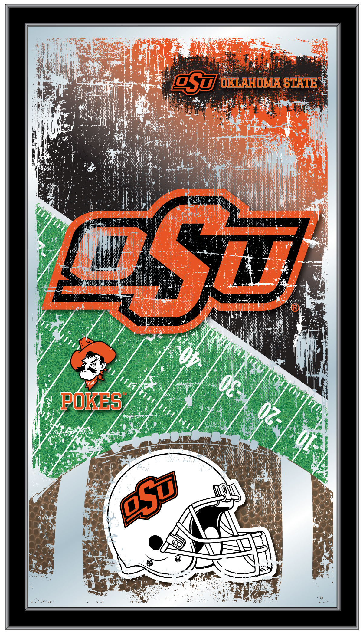 MFtblOKStUn Oklahoma State 15 x 26 in. Football Mirror