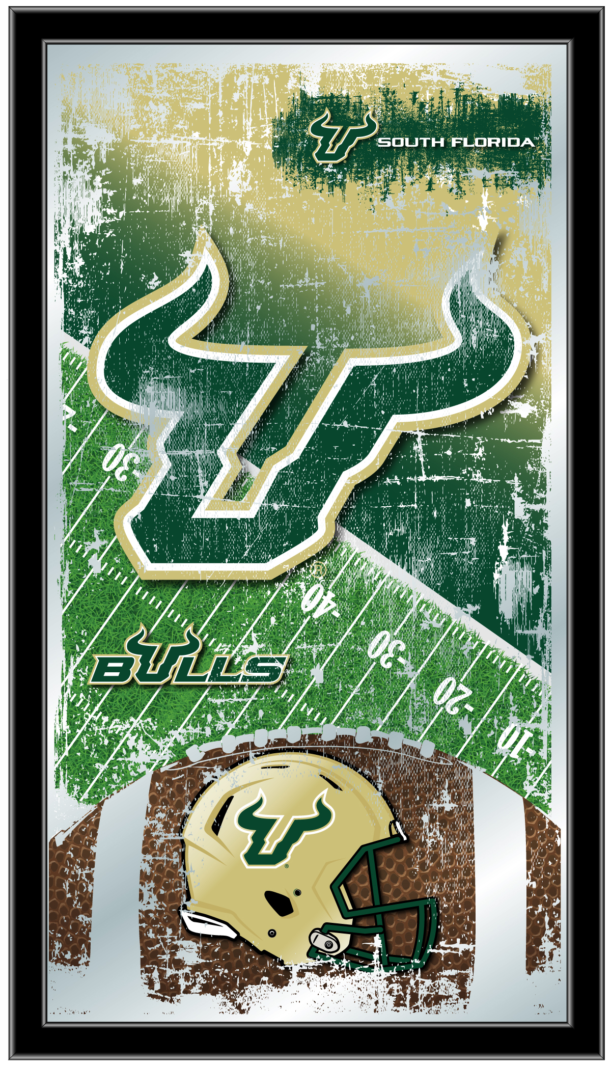 MFtblSouFla South Florida 15 x 26 in. Football Mirror