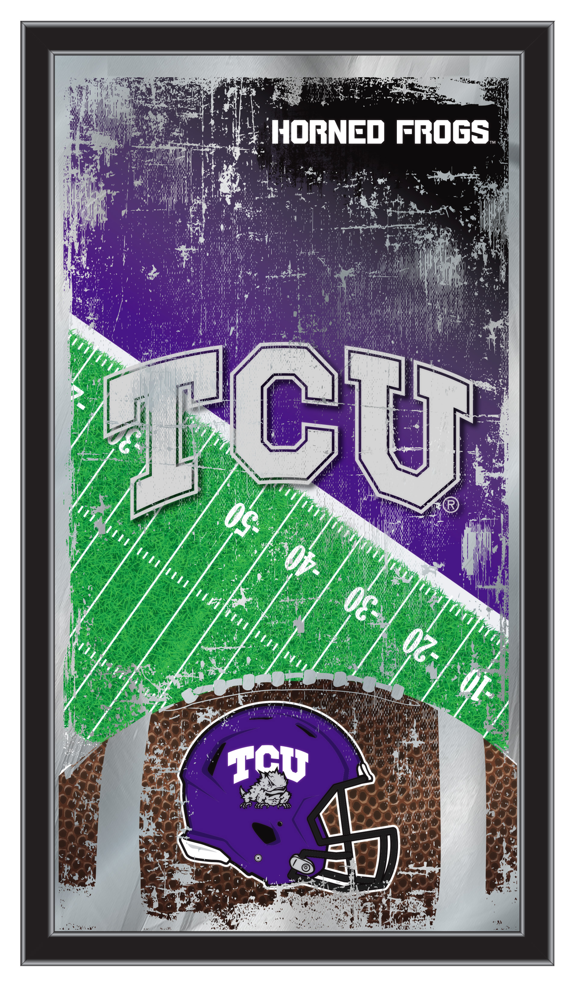 MFtblTexChr TCU 15 x 26 in. Football Mirror
