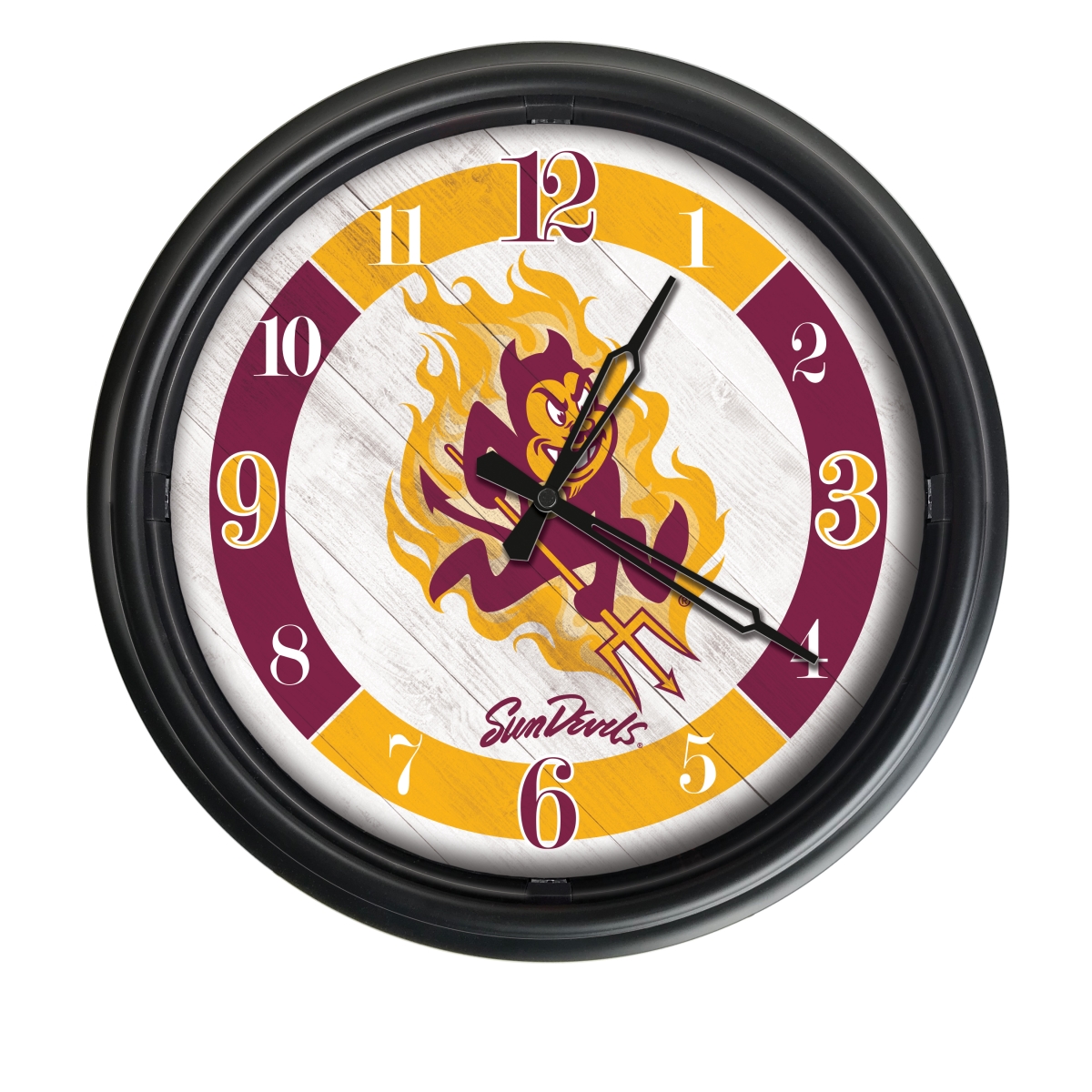 Picture of Holland Bar Stool ODClk14BK-08ArizSt-S 14 in. Dia. Arizona State University Sparky Indoor & Outdoor LED Wall Clock&#44; Black