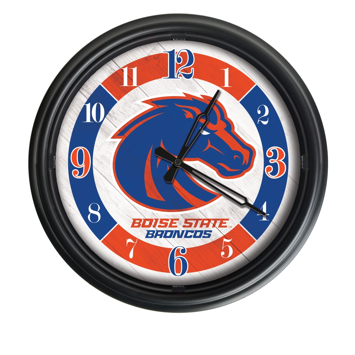 Picture of Holland Bar Stool ODClk14BK-08BoiseS 14 in. Dia. Boise State University Indoor & Outdoor LED Wall Clock&#44; Black