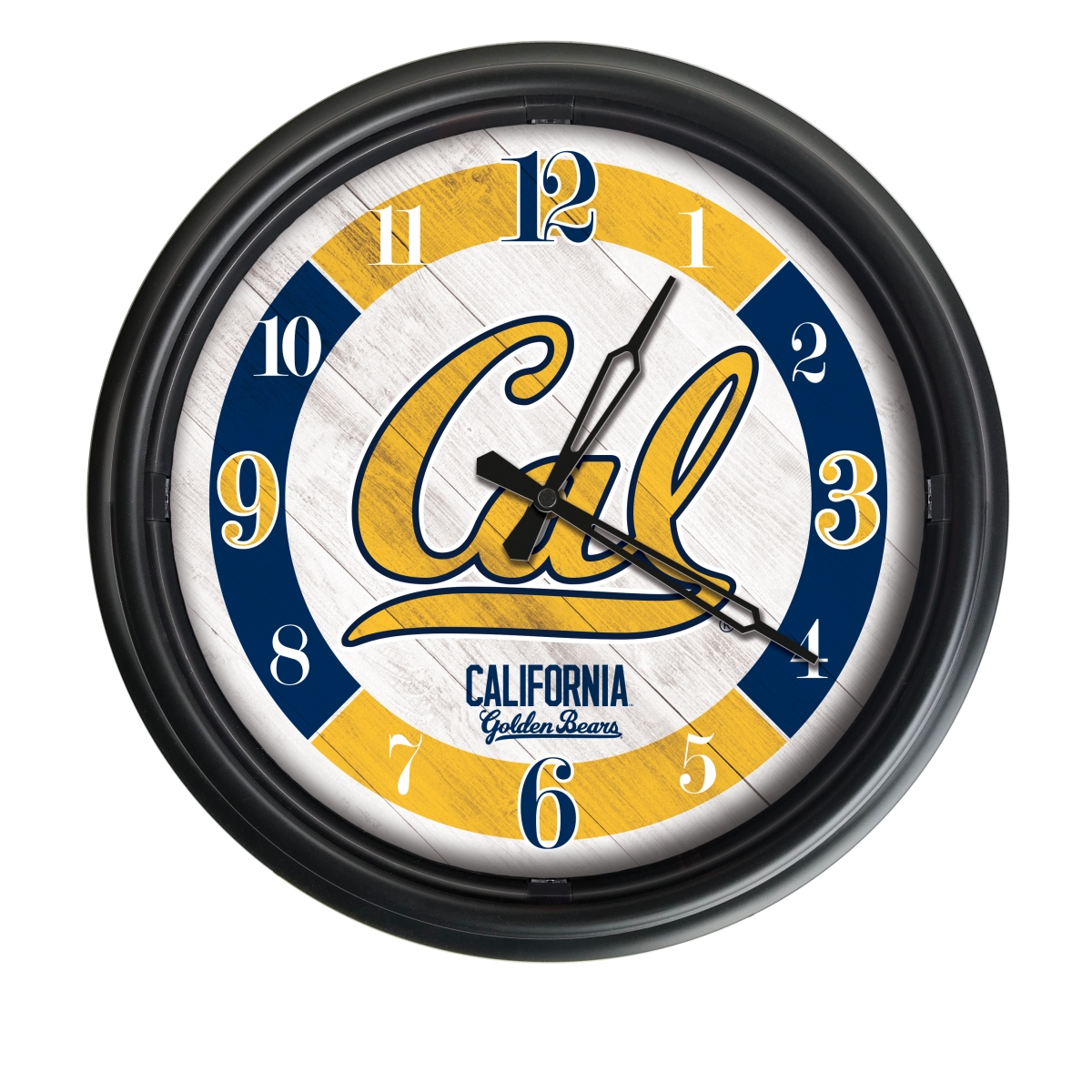Picture of Holland Bar Stool ODClk14BK-08Cal-Un 14 in. Dia. University of California Indoor & Outdoor LED Wall Clock&#44; Black
