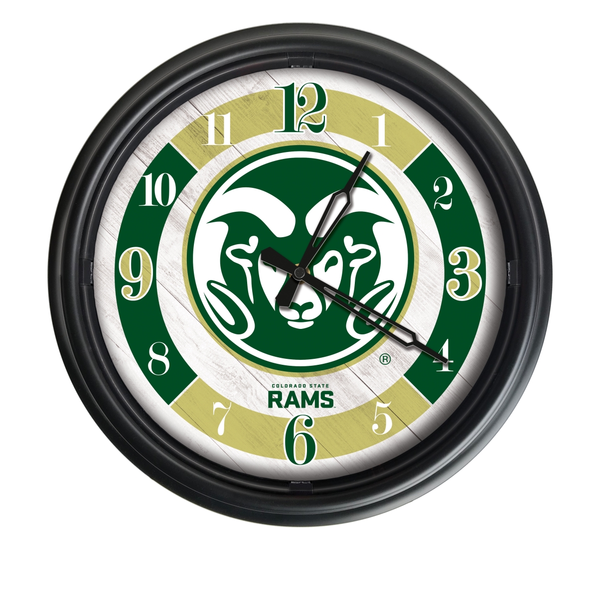 Picture of Holland Bar Stool ODClk14BK-08ColoSt 14 in. Dia. Colorado State University Indoor & Outdoor LED Wall Clock&#44; Black