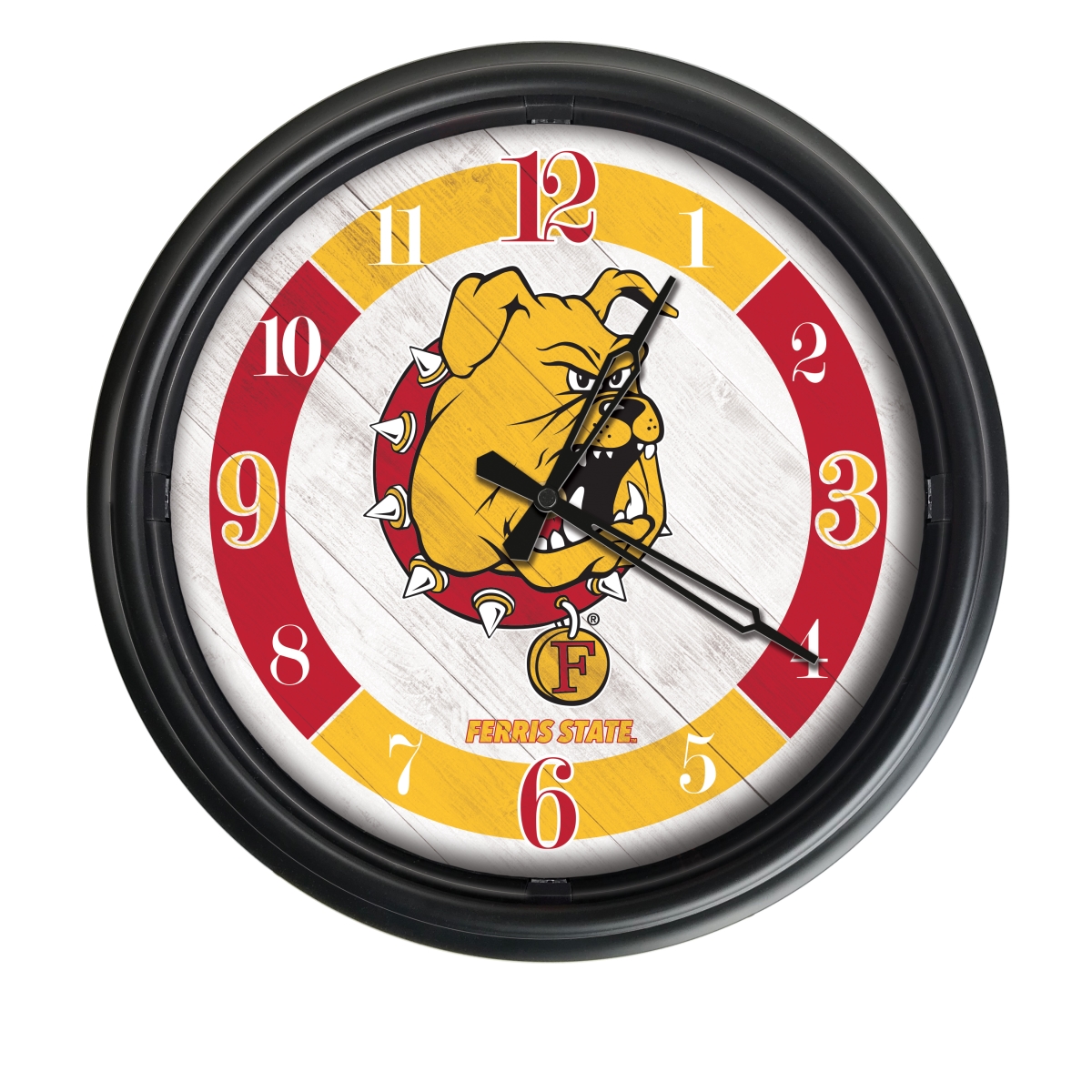 Picture of Holland Bar Stool ODClk14BK-08FerrSt 14 in. Dia. Ferris State University Indoor & Outdoor LED Wall Clock&#44; Black