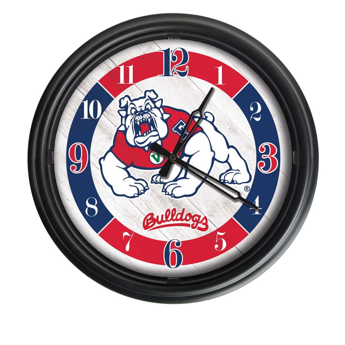 Picture of Holland Bar Stool ODClk14BK-08FresSt 14 in. Dia. Fresno State University Indoor & Outdoor LED Wall Clock&#44; Black