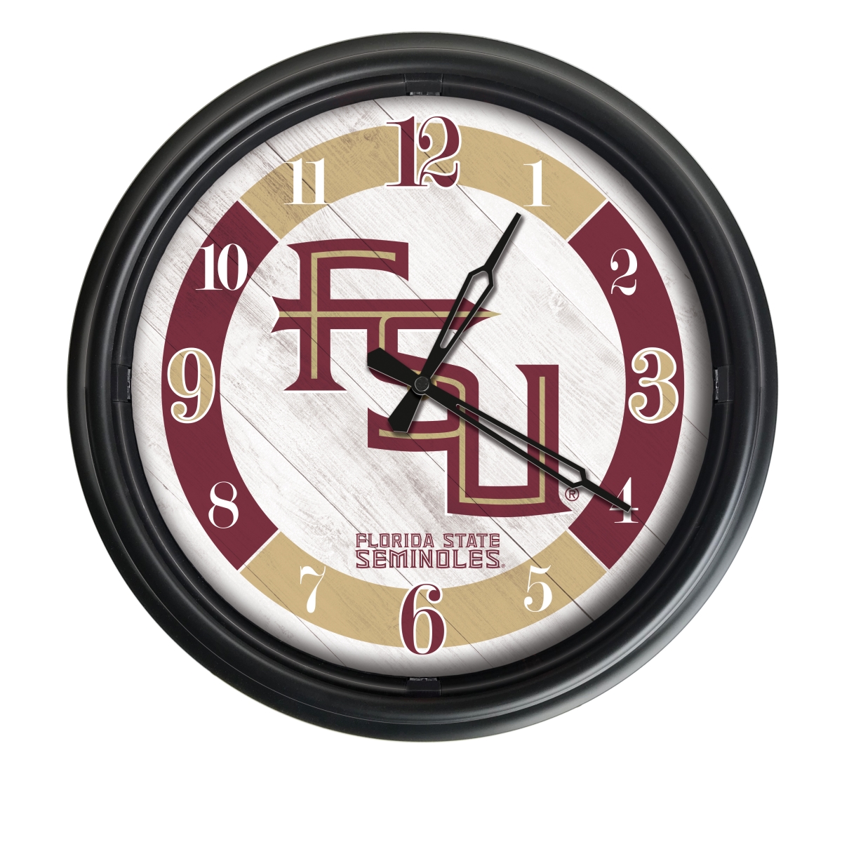 Picture of Holland Bar Stool ODClk14BK-08FSU-FS 14 in. Dia. Florida State Script Indoor & Outdoor LED Wall Clock&#44; Black