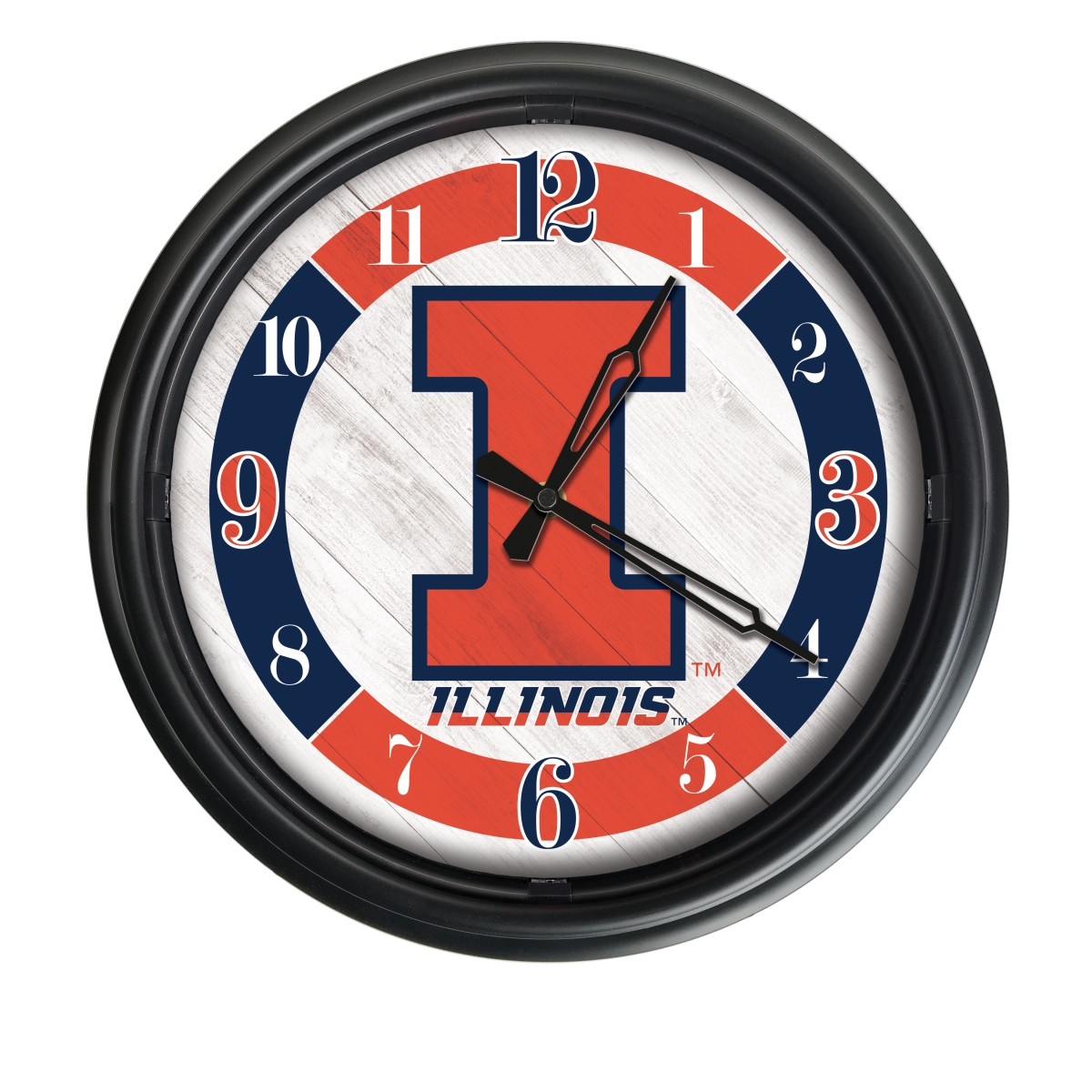 Picture of Holland Bar Stool ODClk14BK-08IlliniU 14 in. Dia. University of Illinois Indoor & Outdoor LED Wall Clock&#44; Black