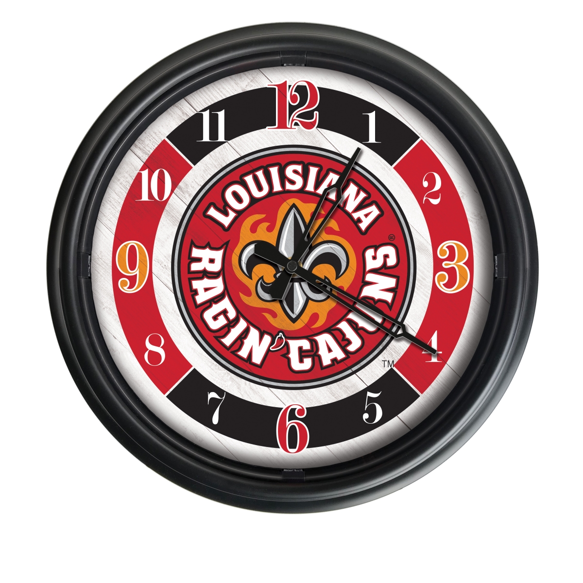 Picture of Holland Bar Stool ODClk14BK-08LA-Laf 14 in. Dia. University of Louisiana at Lafayette Indoor & Outdoor LED Wall Clock&#44; Black
