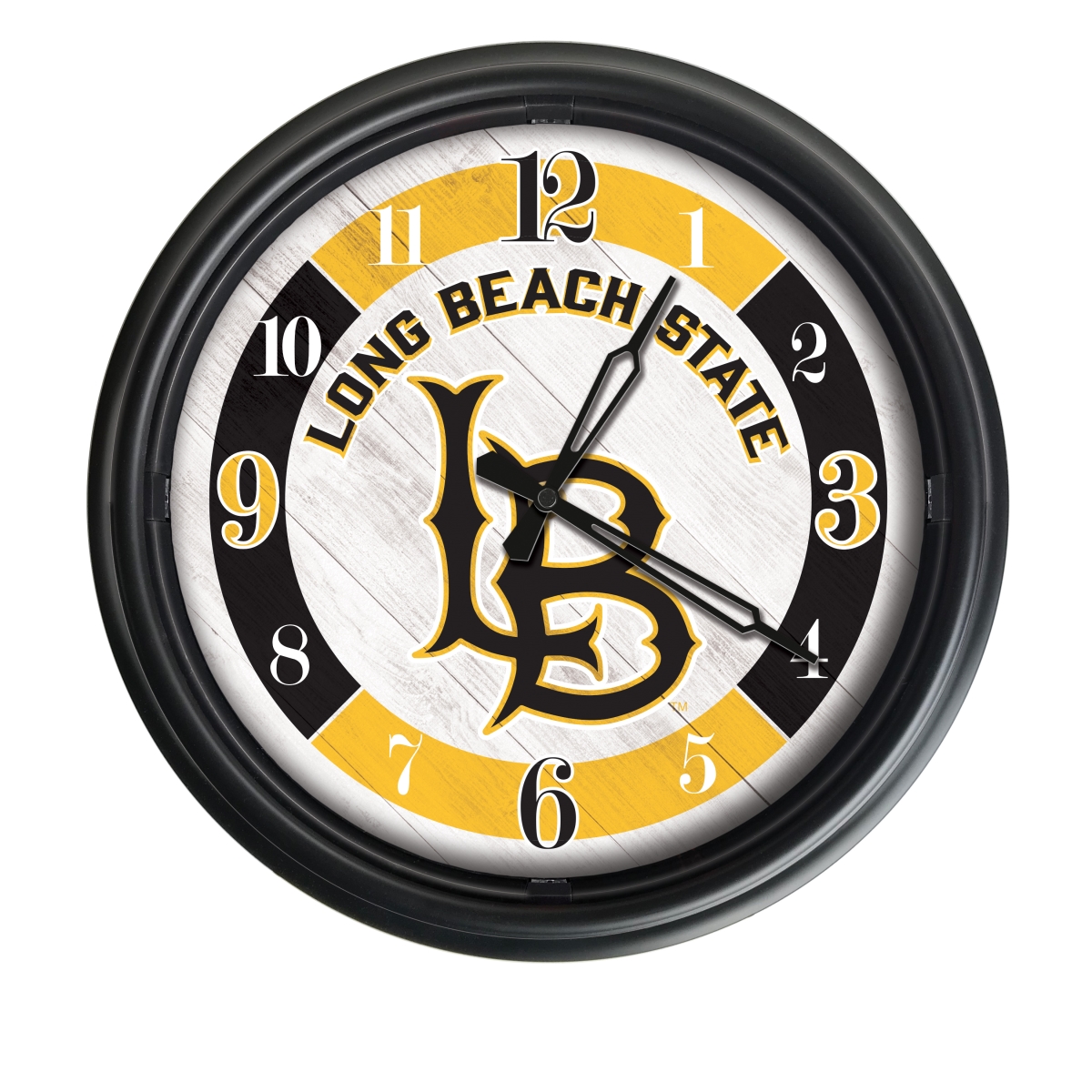 Picture of Holland Bar Stool ODClk14BK-08LBStUn 14 in. Dia. Long Beach State University Indoor & Outdoor LED Wall Clock&#44; Black