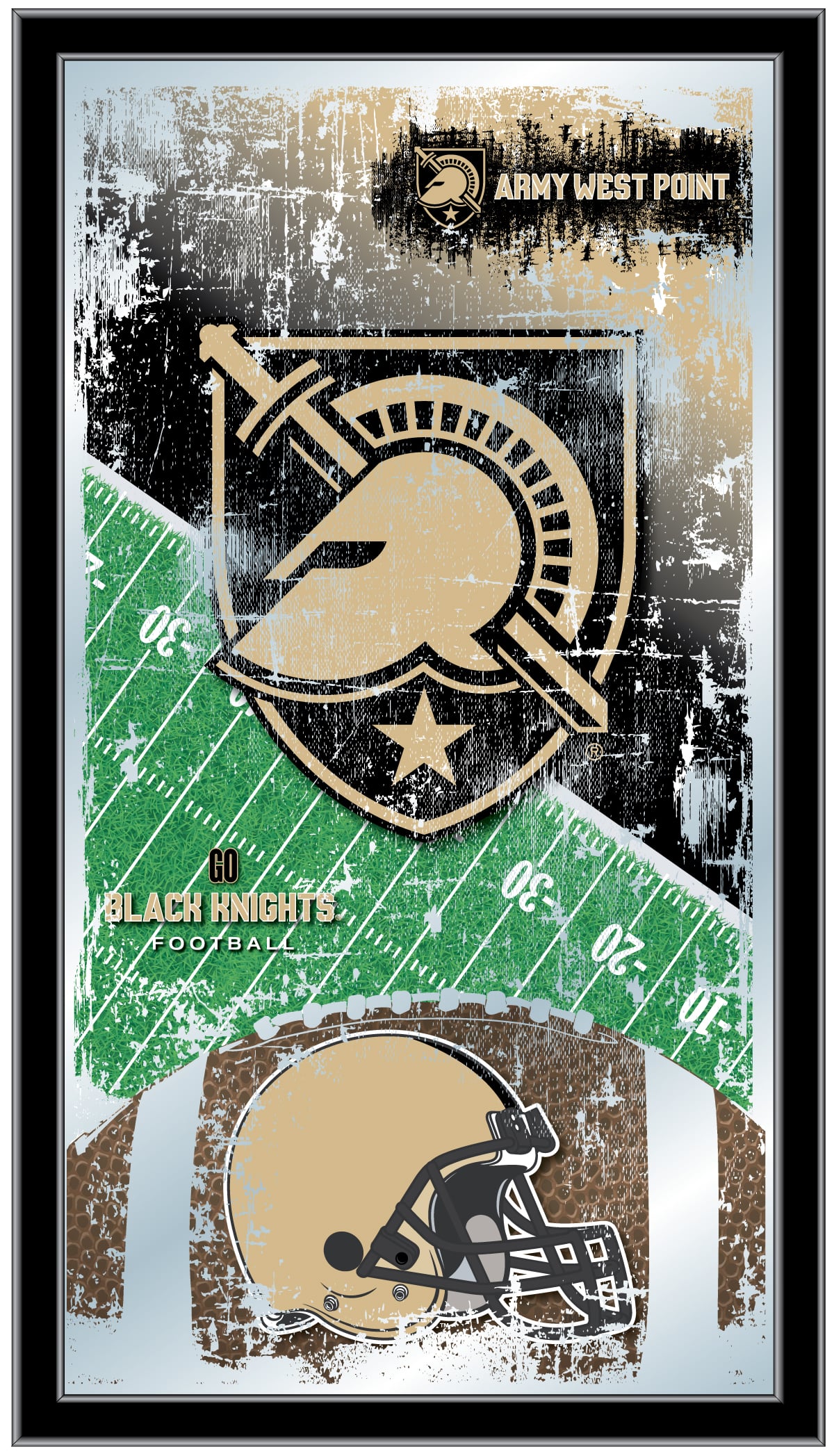 MFtblUSMilA US Military Academy ARMY 15 x 26 in. Football Mirror