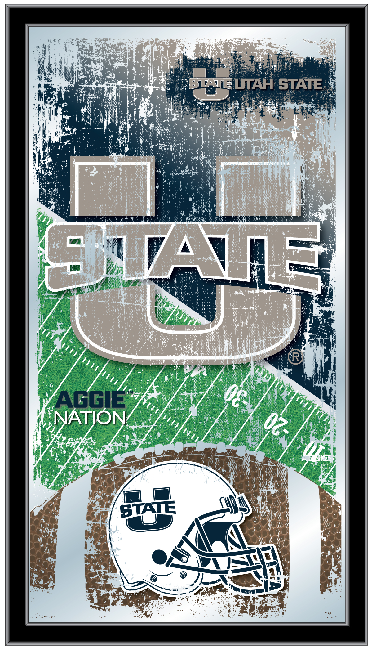 MFtblUtahSt Utah State 15 x 26 in. Football Mirror