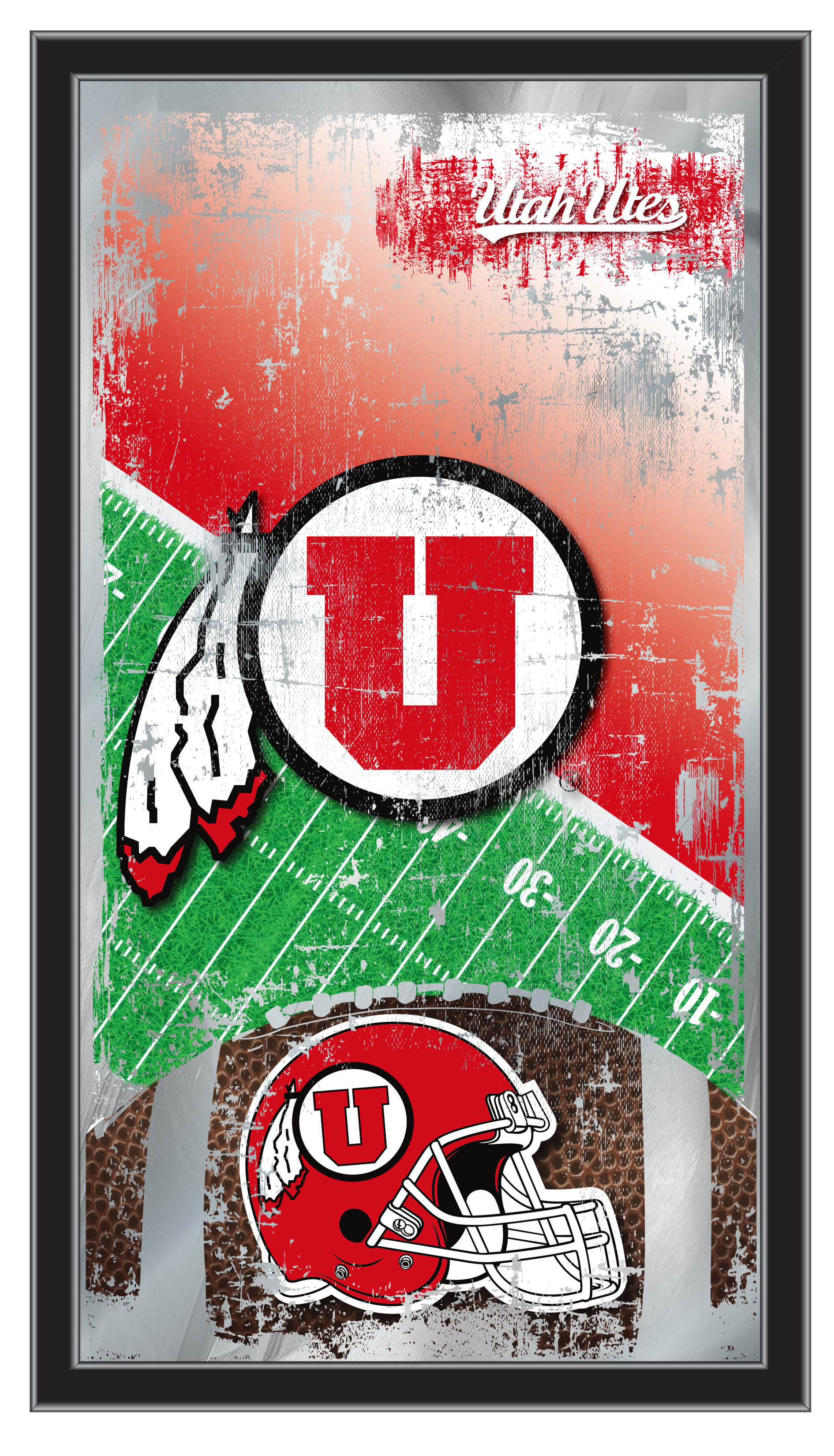 MFtblUtahUn Utah 15 x 26 in. Football Mirror