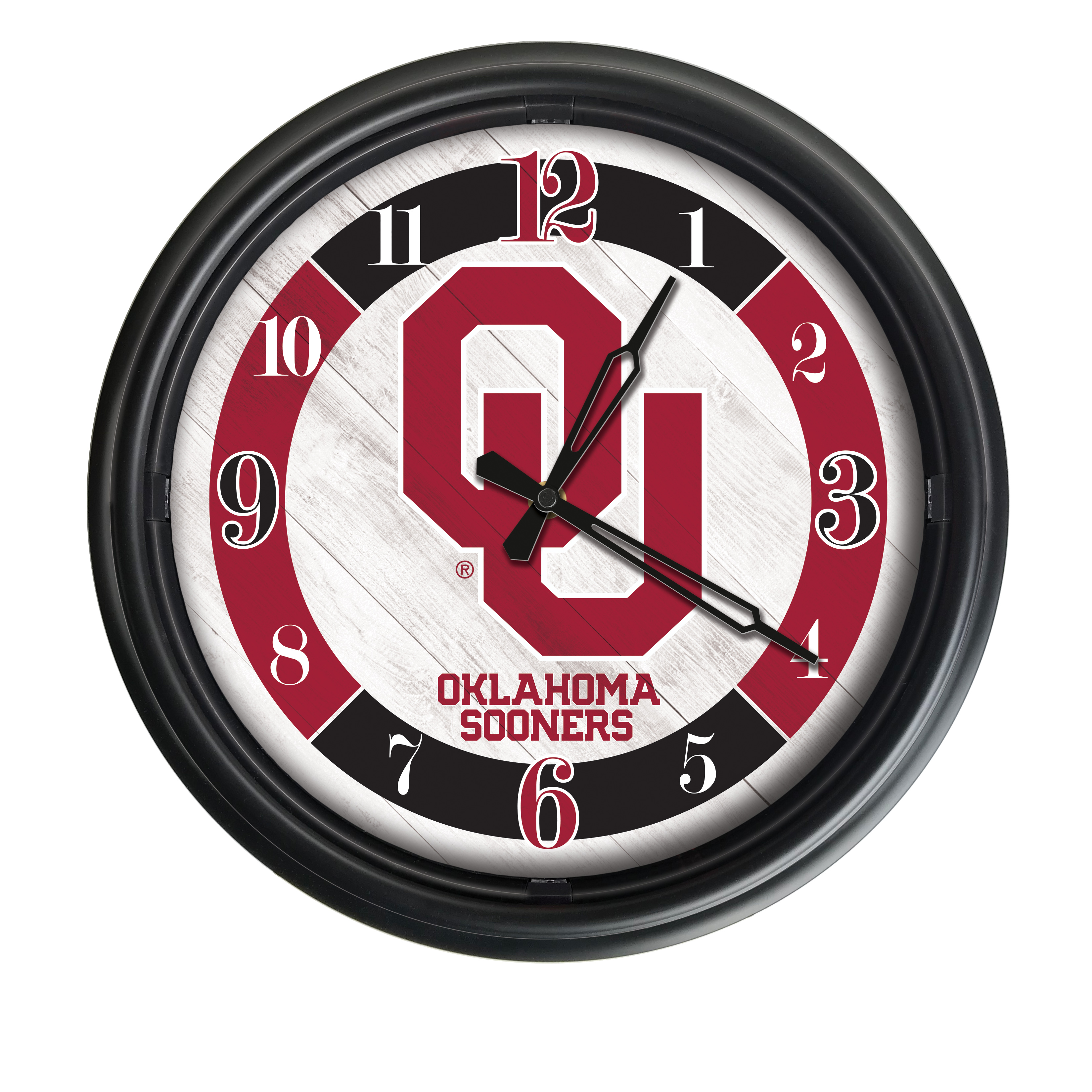 14 in. Dia. Oklahoma University Indoor & Outdoor LED Wall Clock, Black