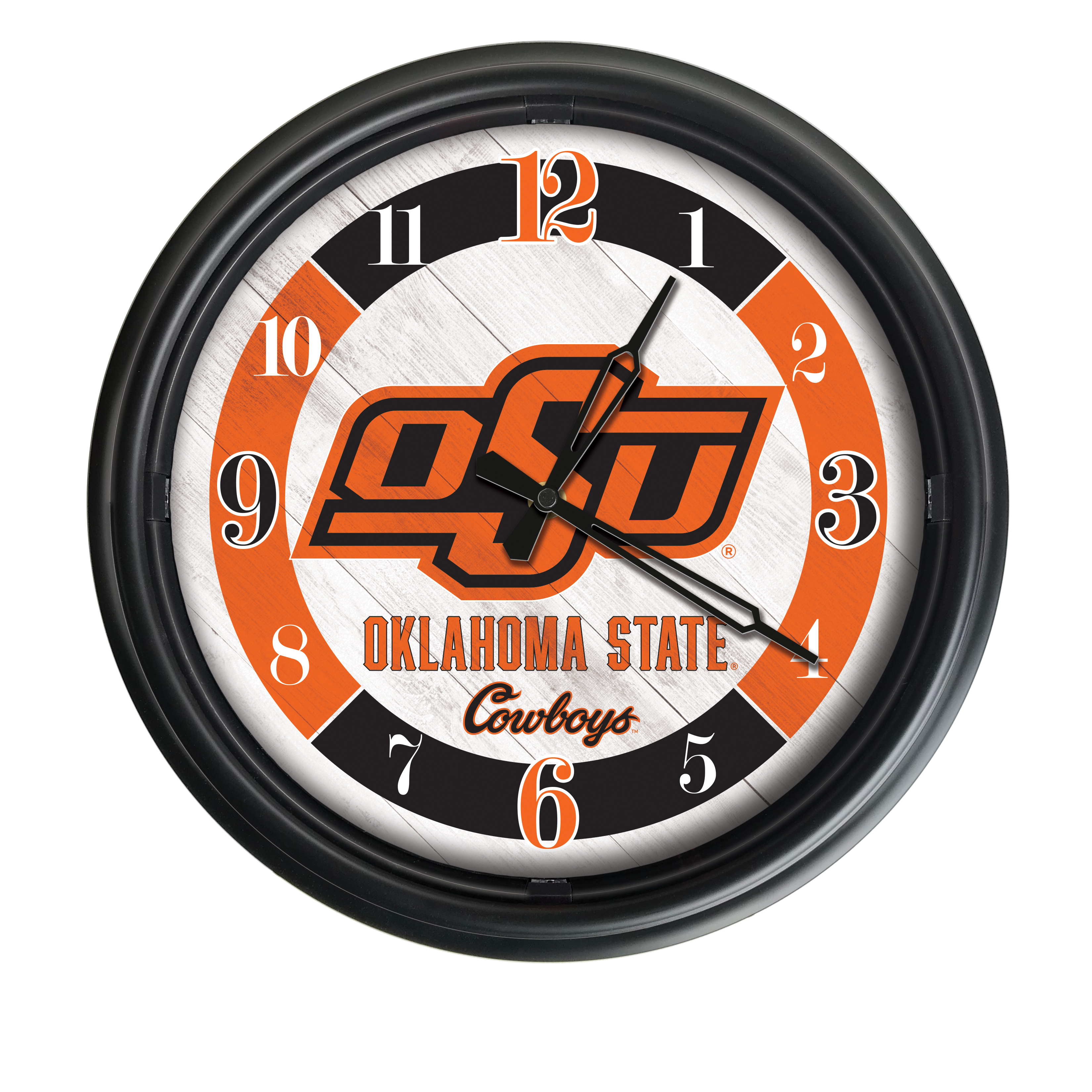 14 in. Dia. Oklahoma State University Indoor & Outdoor LED Wall Clock, Black