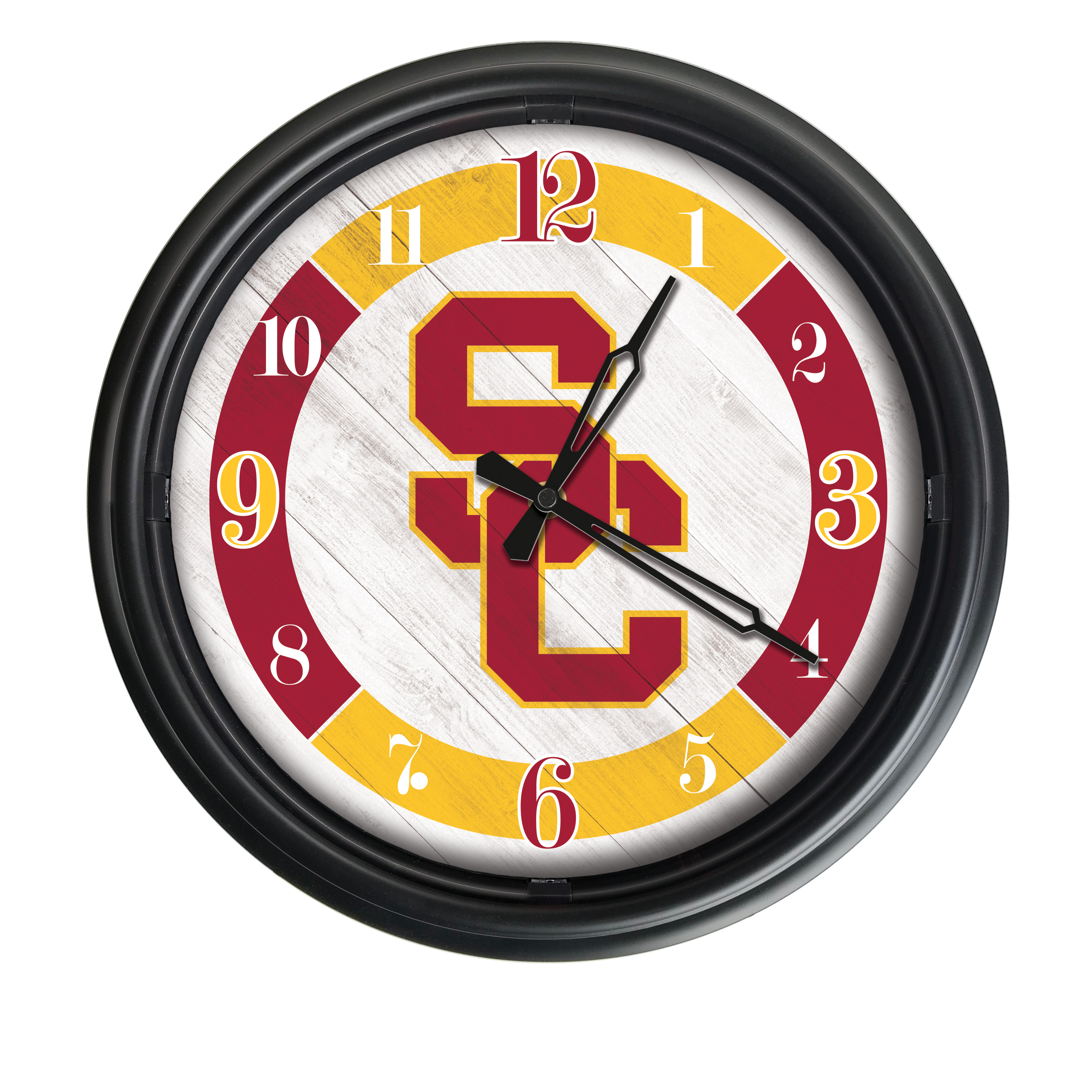 ODClk14BK-08SouCal 14 in. Dia. University of Southern California Indoor & Outdoor LED Wall Clock, Black