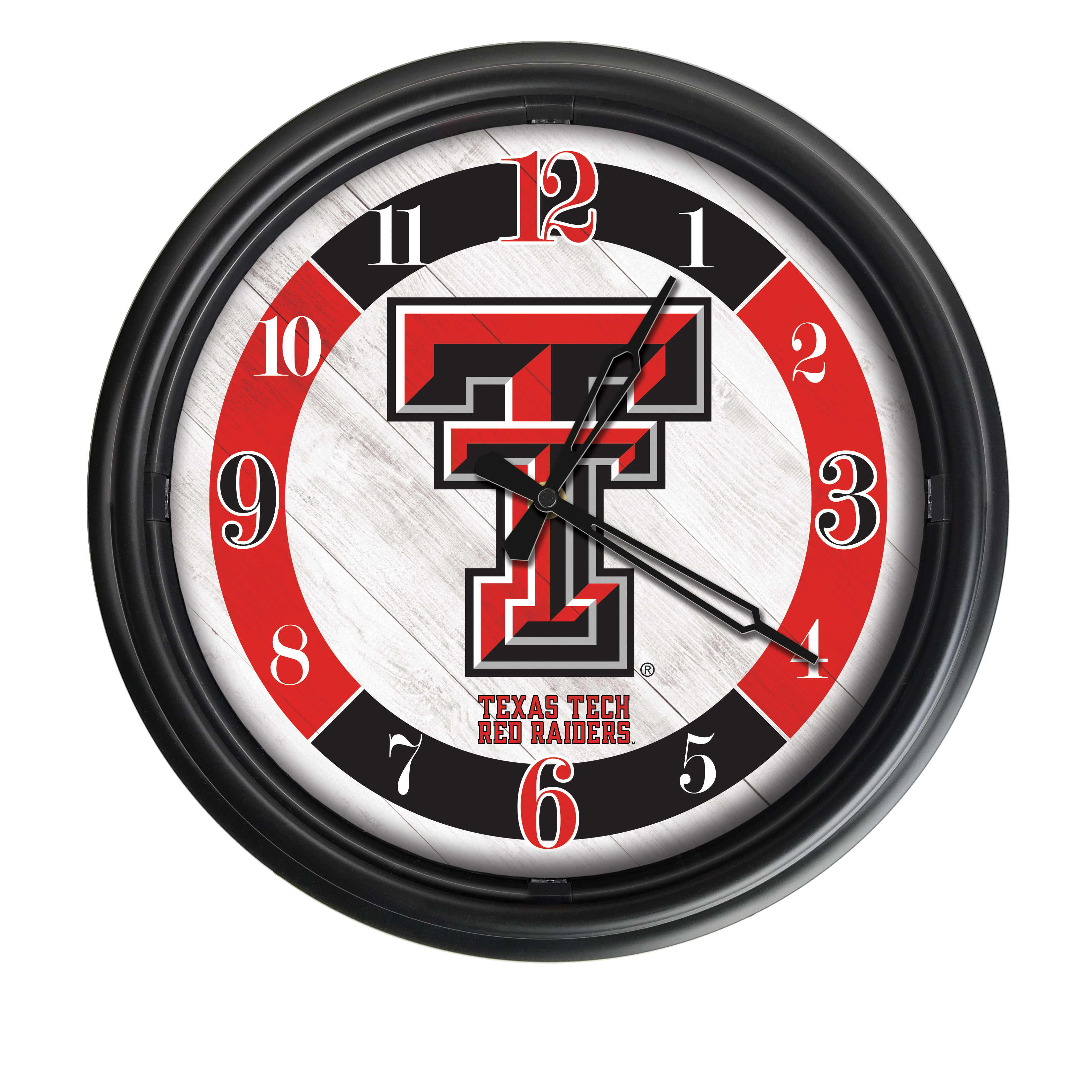 ODClk14BK-08TXTech 14 in. Dia. Texas Tech University Indoor & Outdoor LED Wall Clock, Black