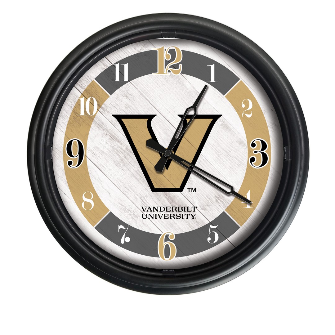 ODClk14BK-08Vander 14 in. Dia. Vanderbilt University Indoor & Outdoor LED Wall Clock, Black