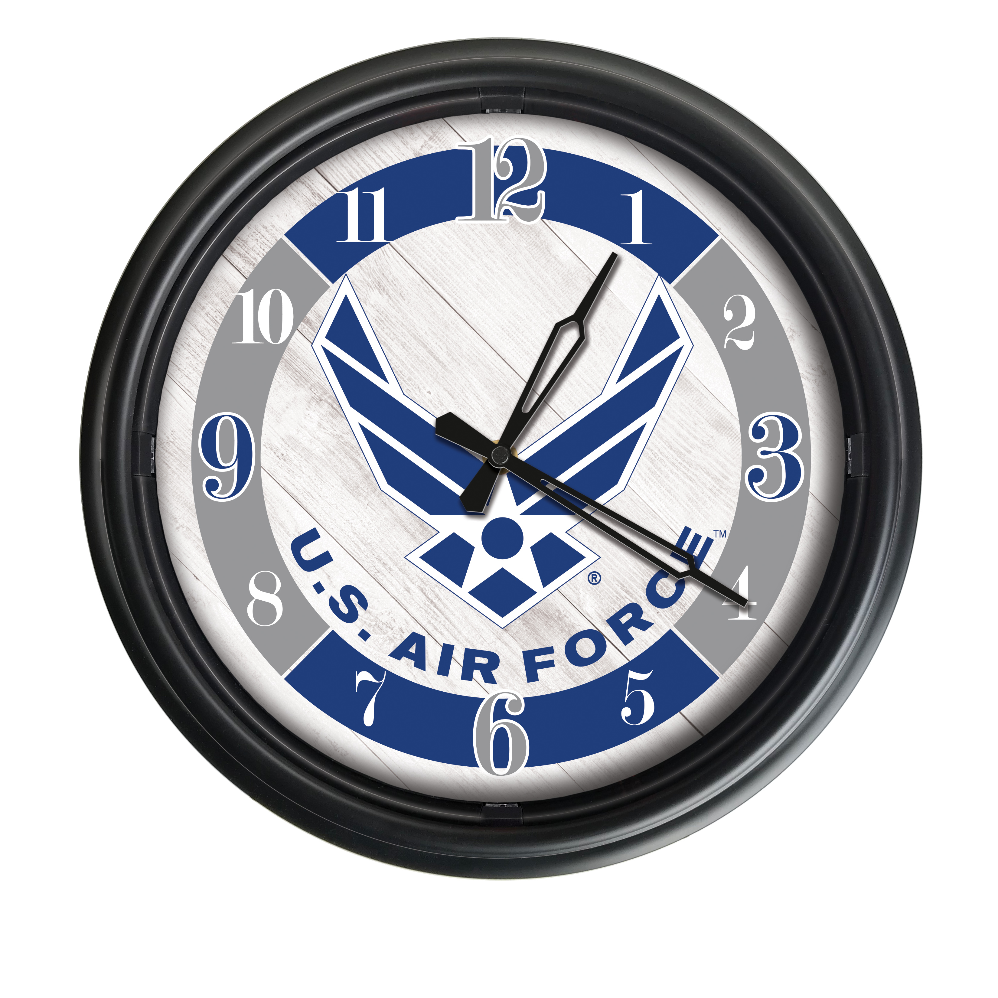ODClk14BK-08AirFor 14 in. Dia. United States Air Force Indoor & Outdoor LED Wall Clock, Black