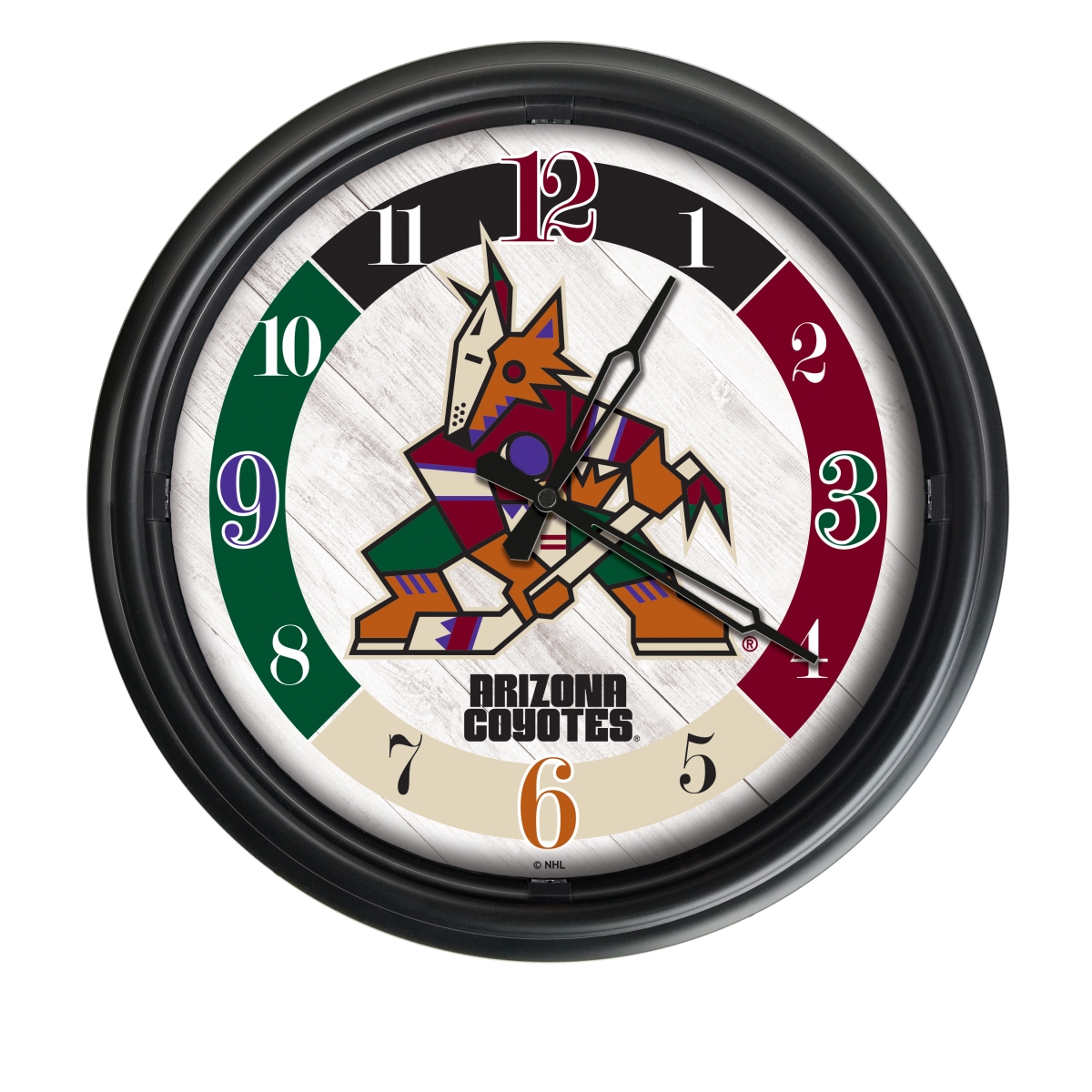 Picture of Holland Bar Stool ODClk14BK-08AriCoy 14 in. Dia. Arizona Coyotes Indoor & Outdoor LED Wall Clock&#44; Black